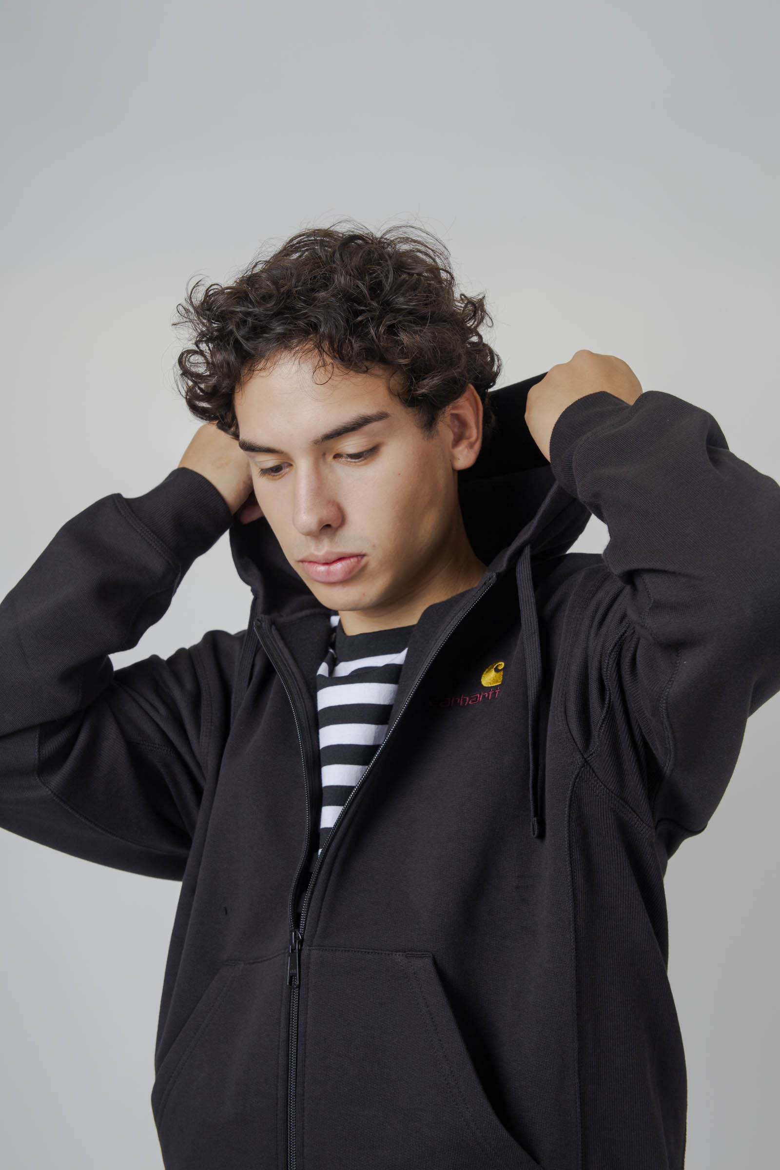 Carhartt Wip Hooded American Script Jacket Nero Uomo - 6