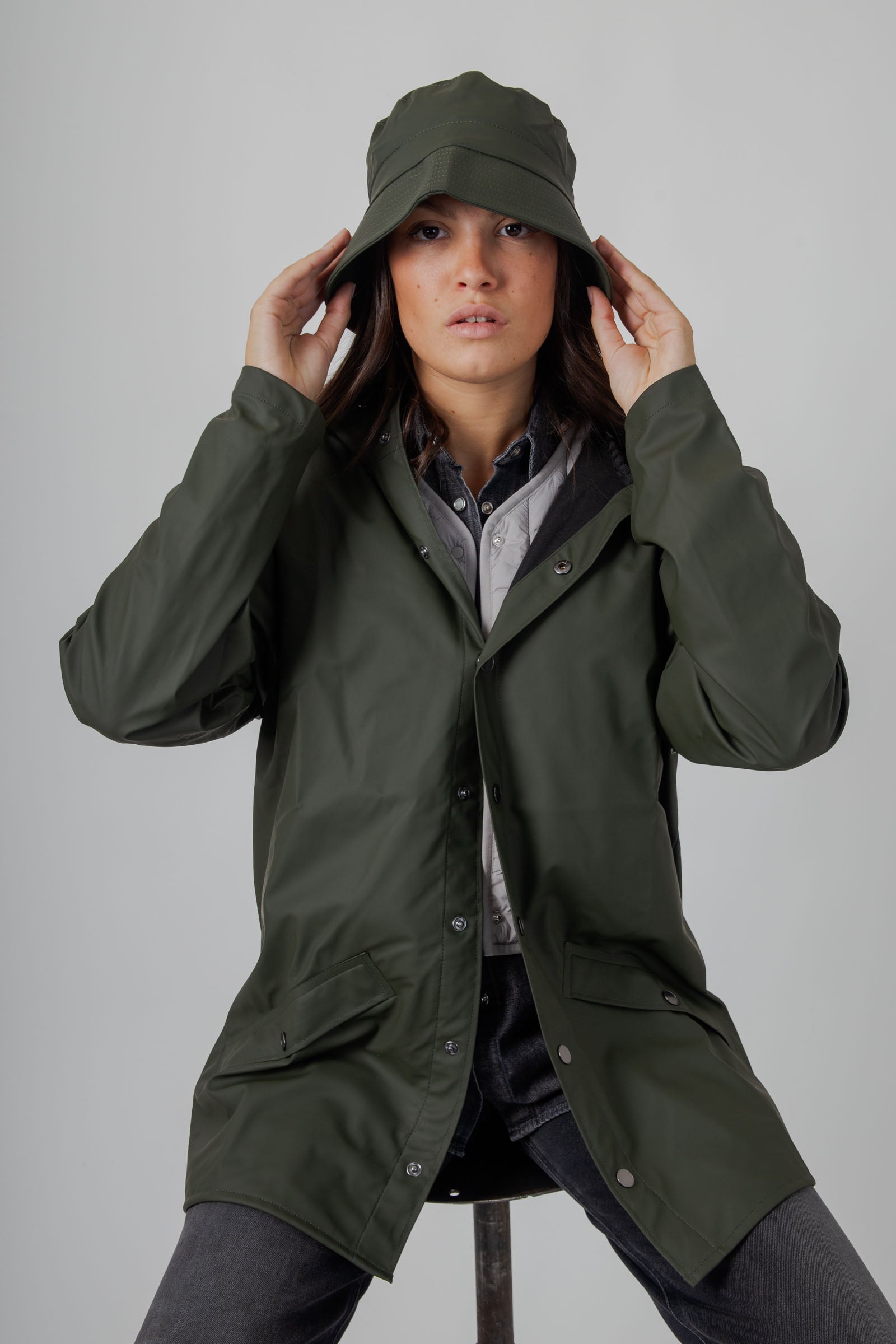 Rains Jacket Verde Donna - 1