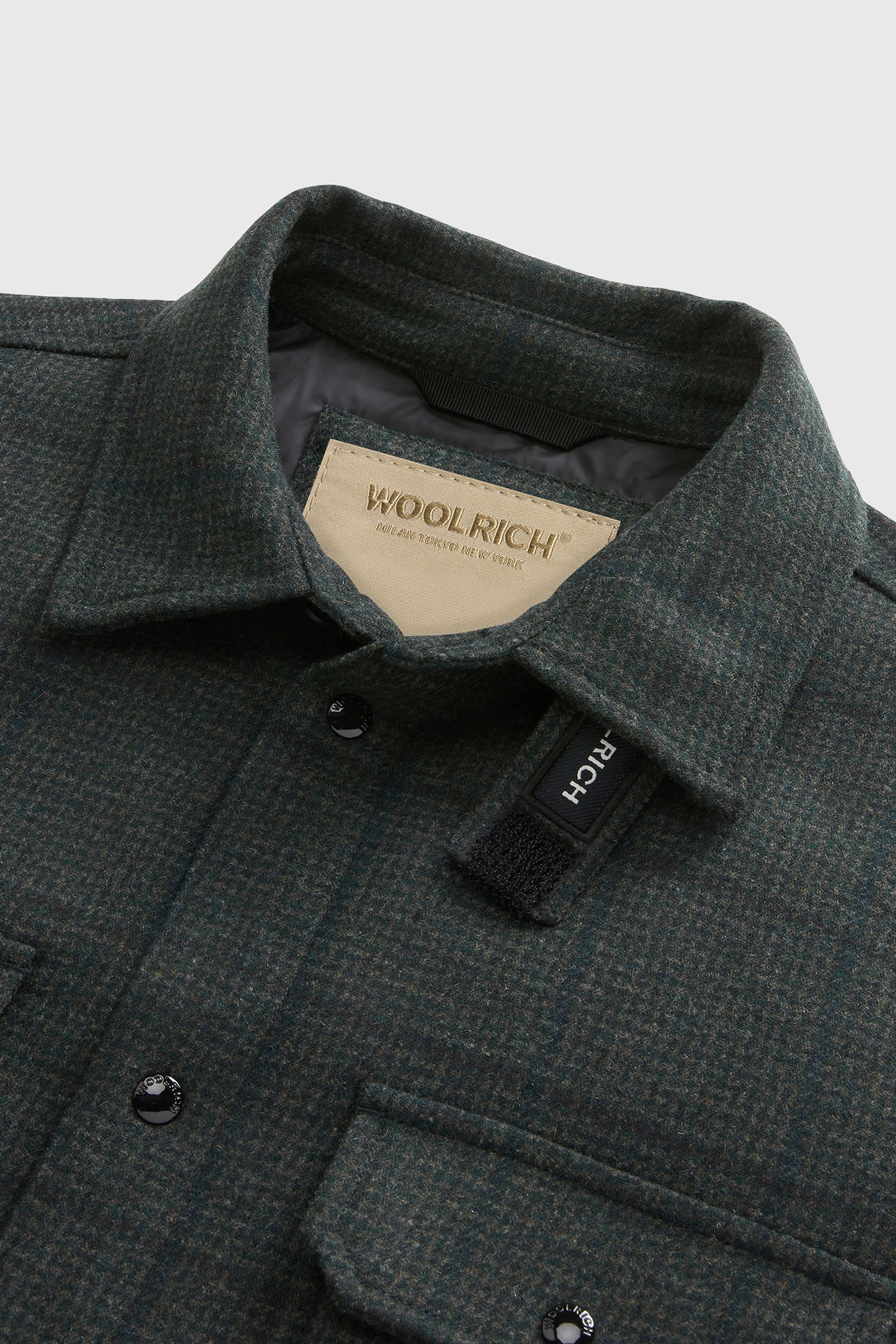 Woolrich Overshirt Alaskan Wool Check Verde Scuro Uomo - 6