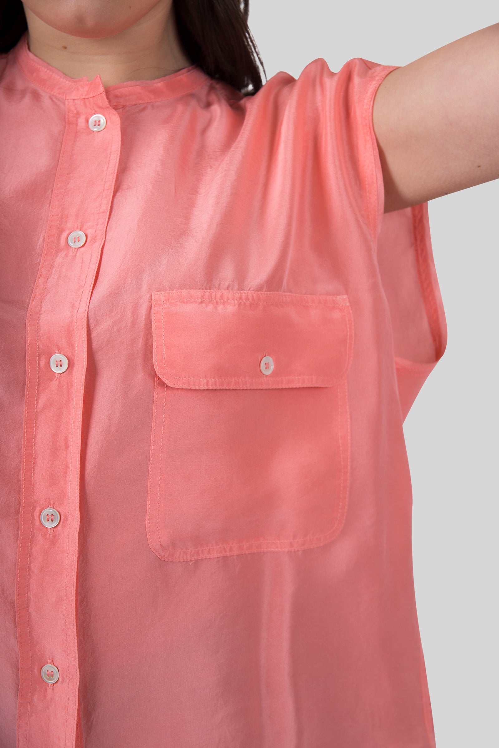 Tela Camicia In Seta Habotai Samba Rosa Donna - 4