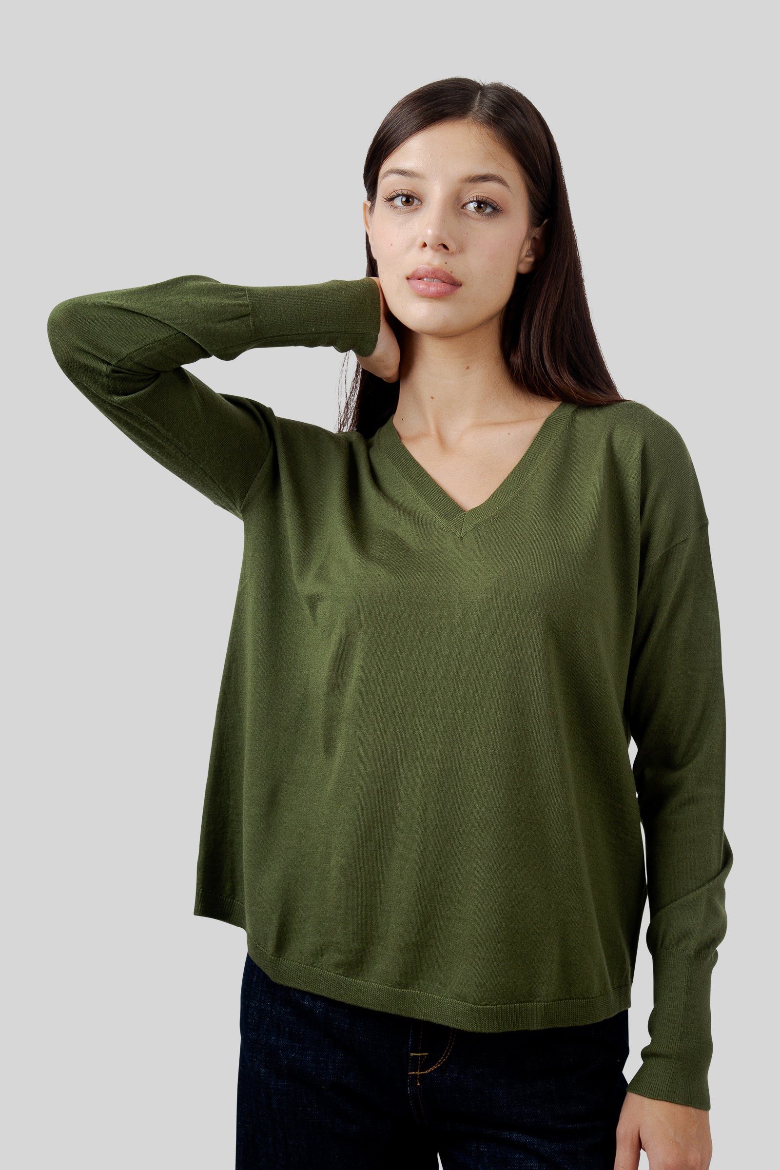 Aspesi Maglia Scollo V In Lana Verde Donna - 3