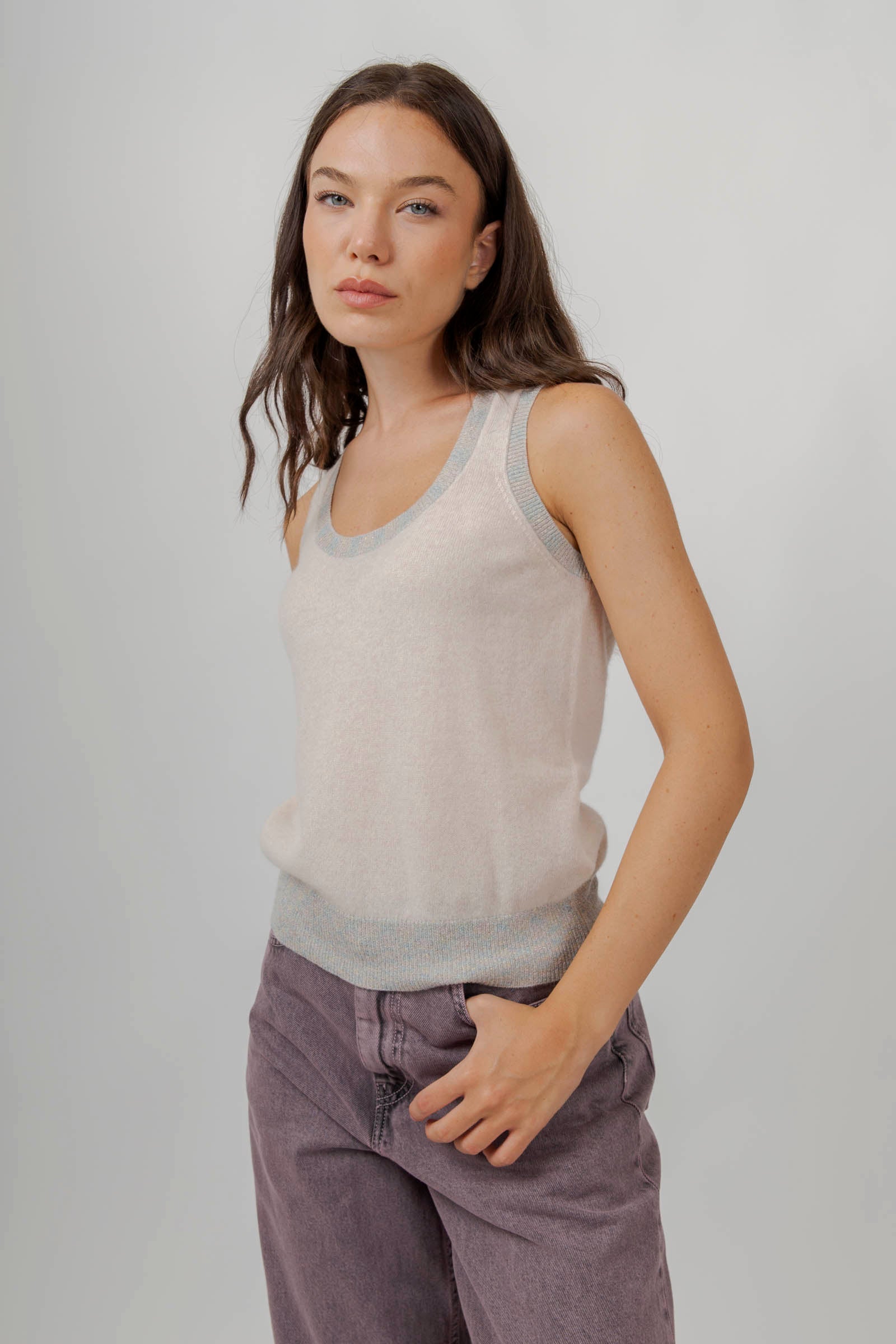 Absolut Cashmere Canotta Rosa Chiaro Donna - 5