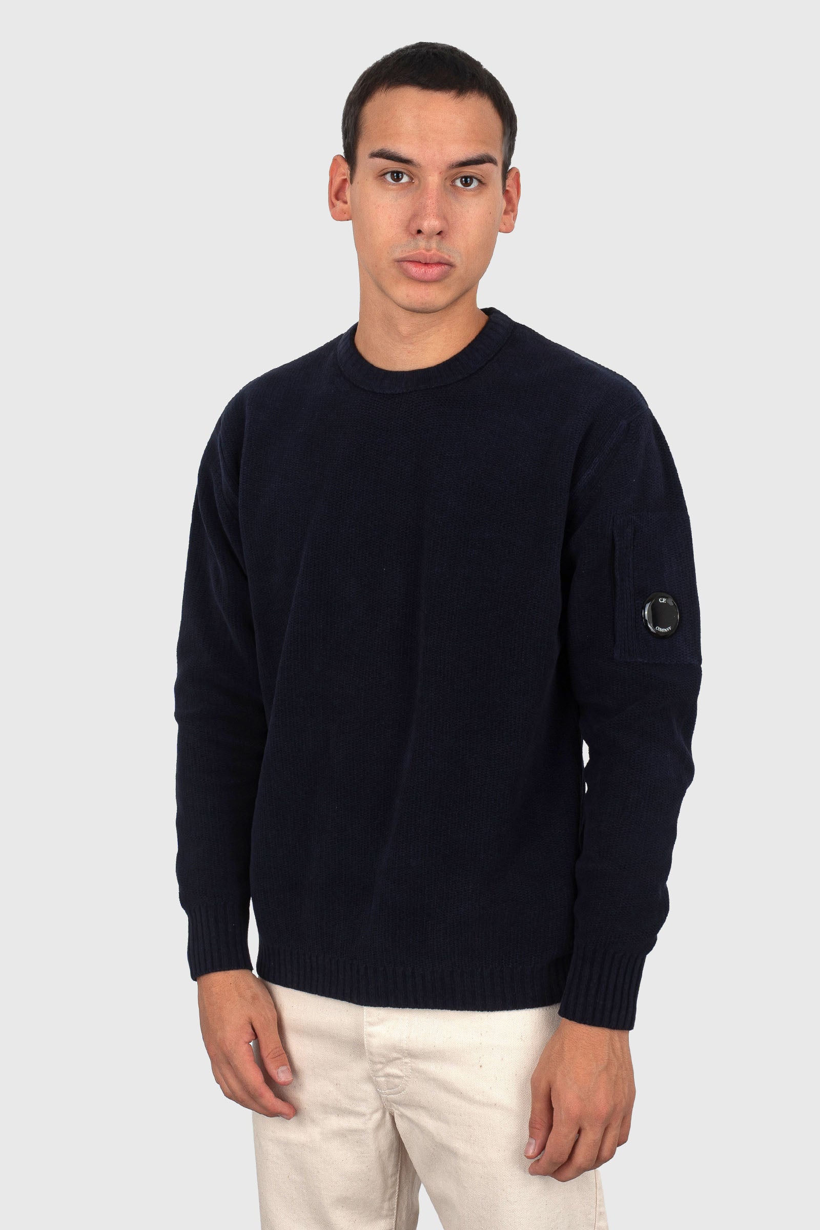 C.p. Company Maglia Cotton Chenille Crewneck Blu Uomo - 3