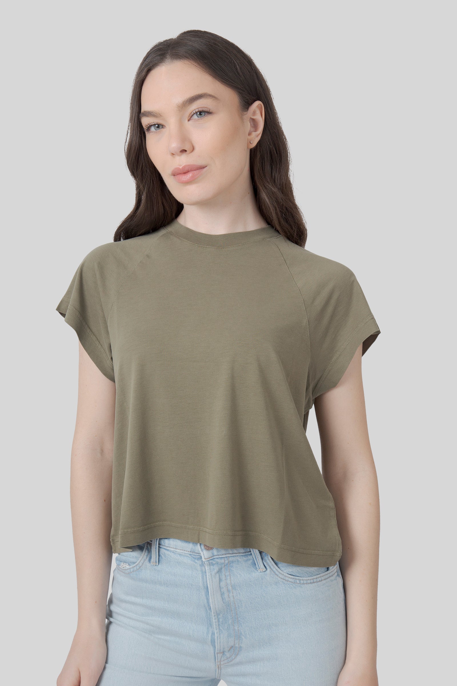 Absolut Cashmere T-shirt Lyocell Tricia Verde Oliva Donna - 1