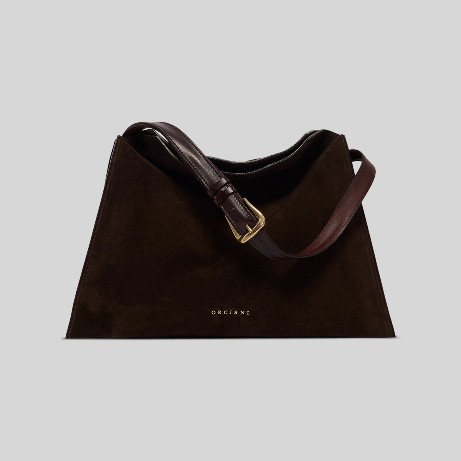 Orciani Borsa Trinity Peach Oro Midi In Suede E Cuoio Testa Di Moro Donna - 5