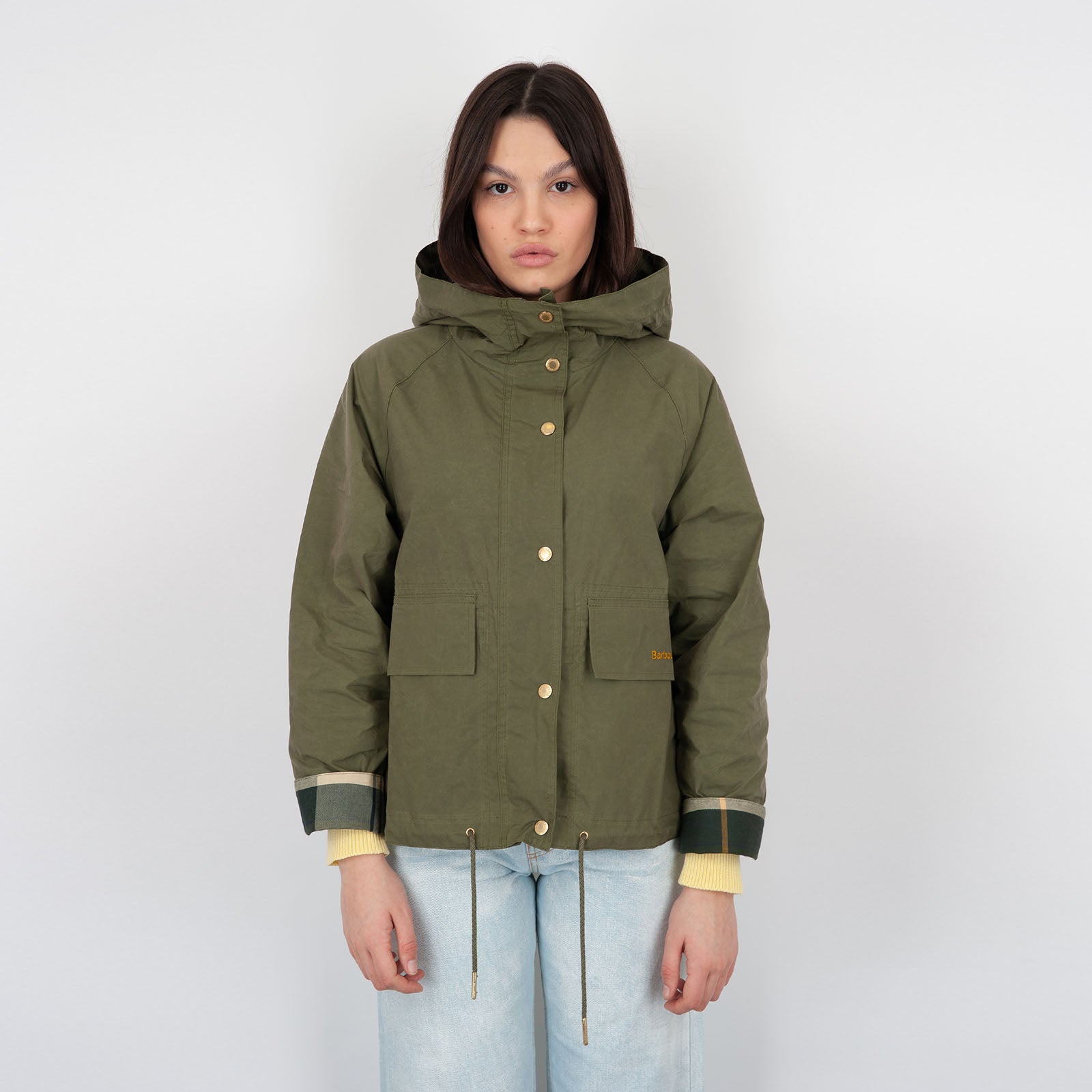 Barbour Giubbotto Nith Showerproof Verde Militare Donna - 7