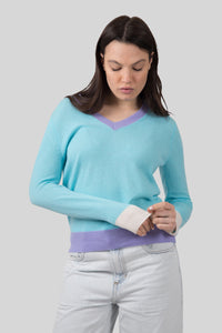 Absolut Cashmere Maglia Scollo V Isla Celeste Donna absolut cashmere