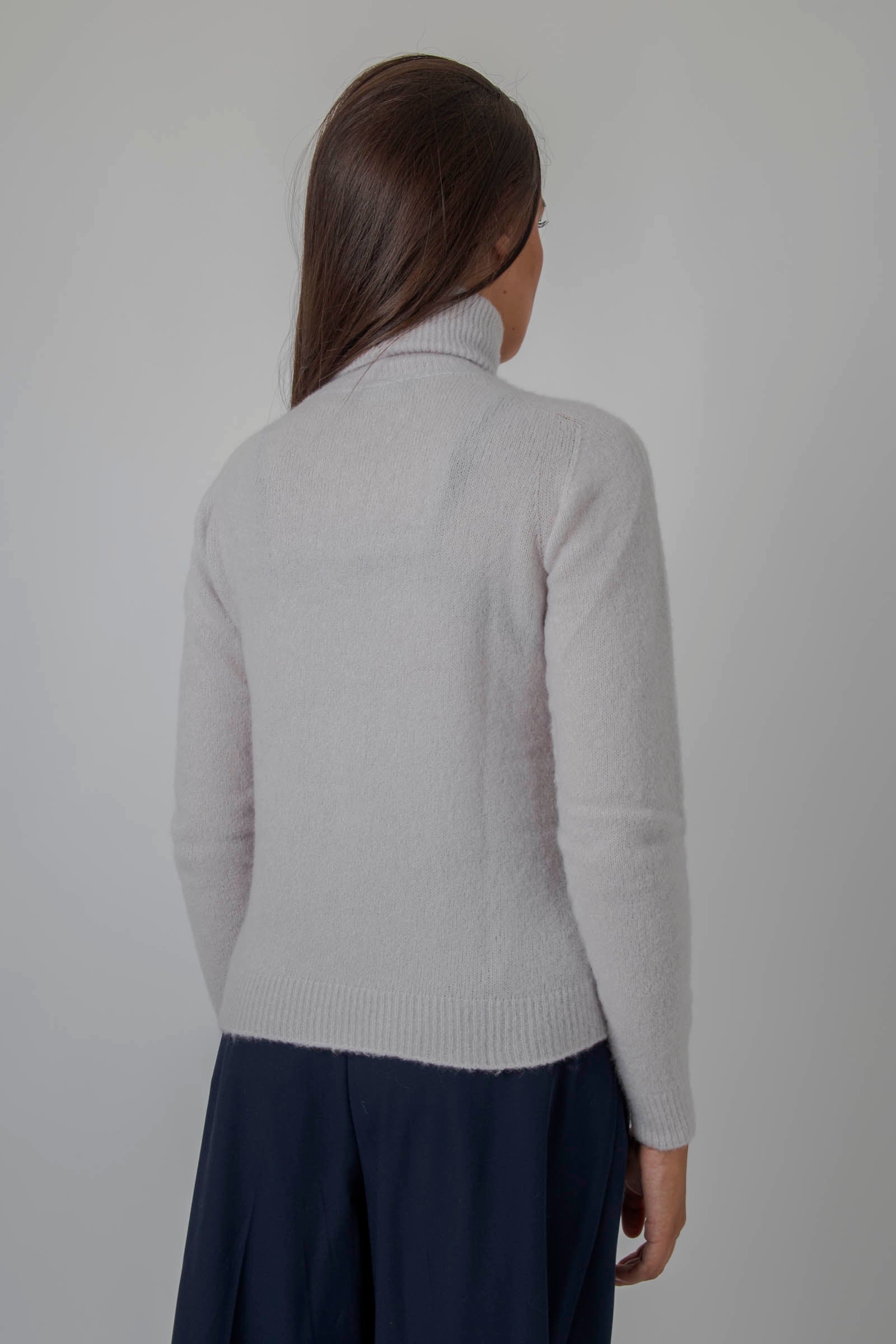 Roberto Collina Maglia Dolcevita Cashmere/seta Perla Donna - 3