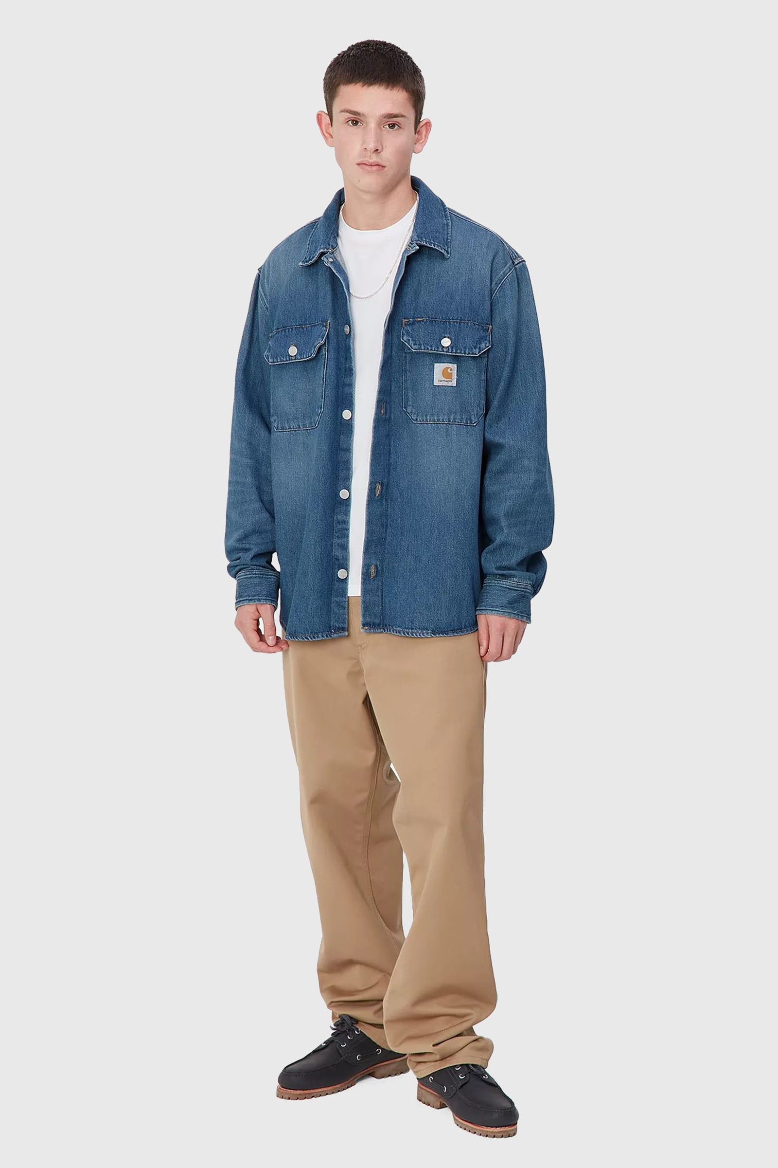 Carhartt Wip Harvey Shirt Jac Blu Medio Uomo - 2