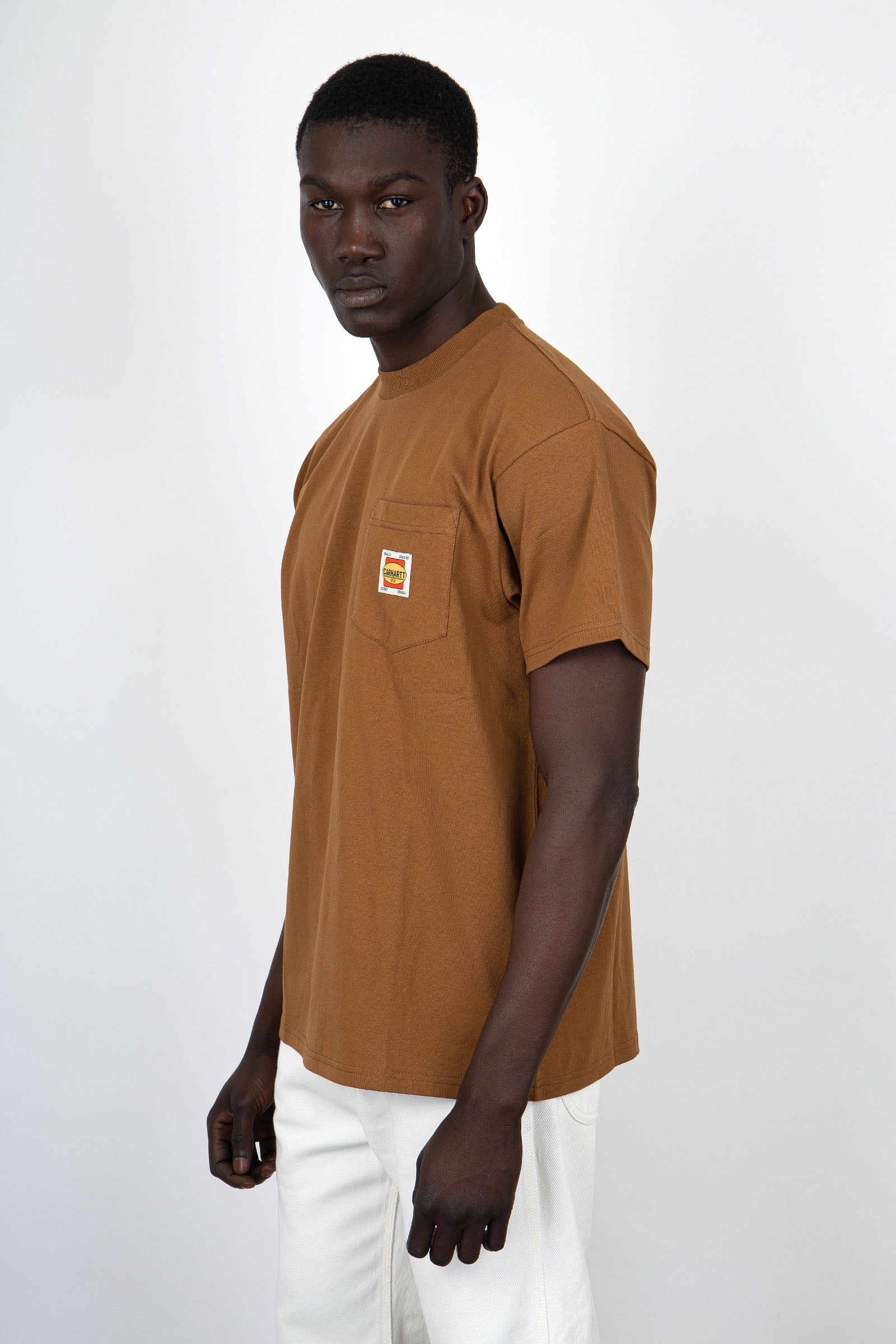 Carhartt WIP T-Shirt Short Sleeve Field Pocket Cotone Marrone - 3