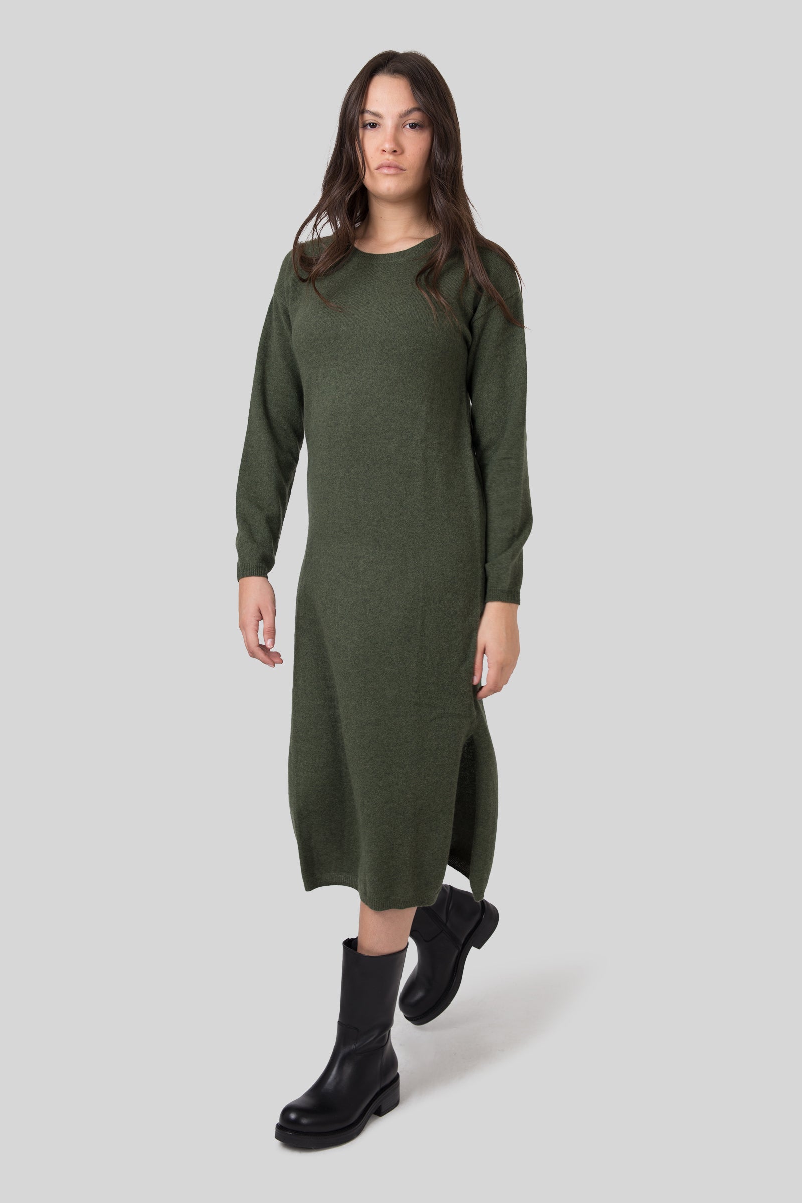 Absolut Cashmere Abito Vita Verde Donna - 5