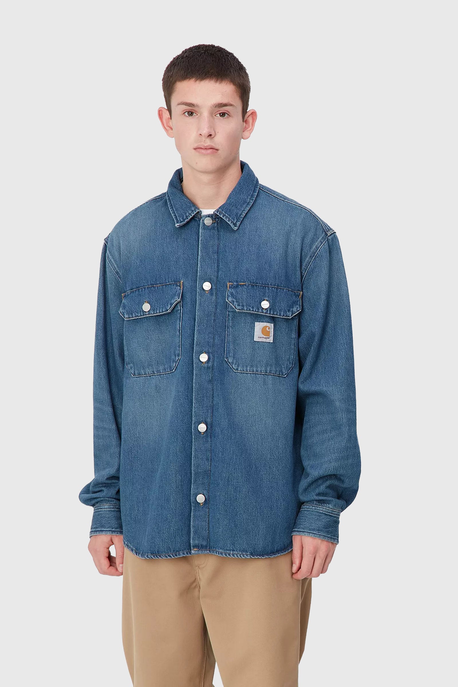 Carhartt Wip Harvey Shirt Jac Blu Medio Uomo - 1