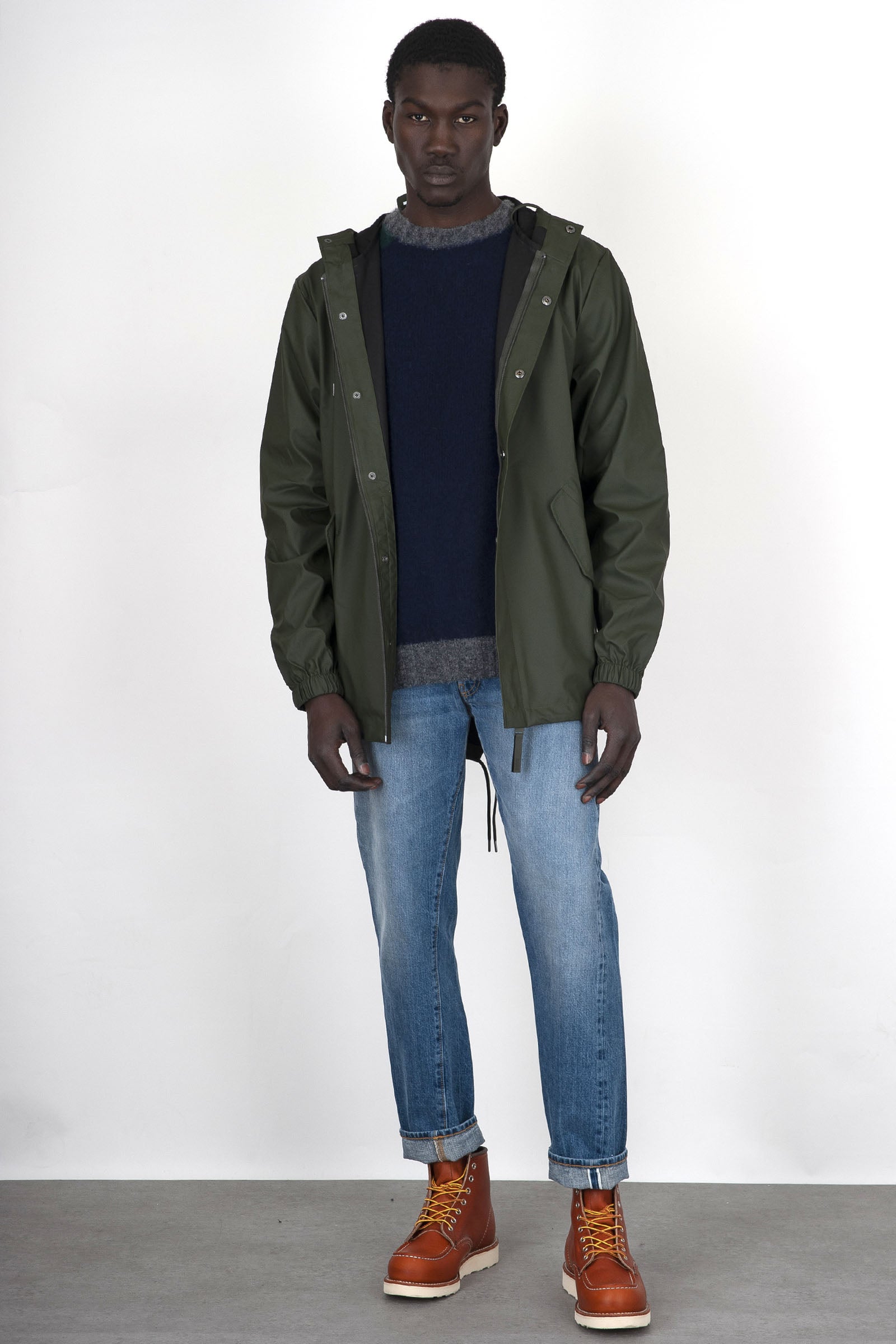 Rains Fishtail Jacket Verde Scuro Uomo - 2