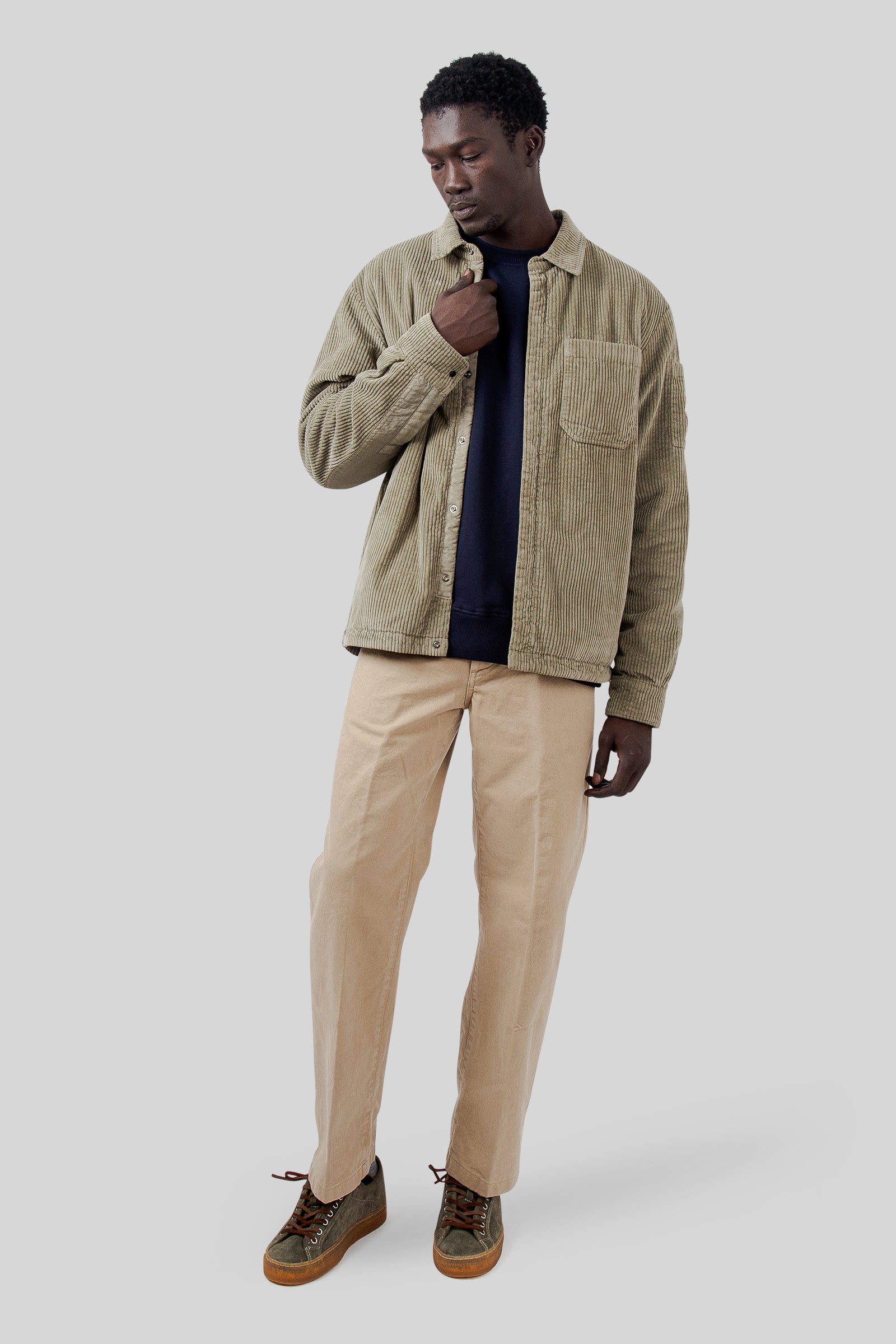 C.p. Company Overshirt Padded In Corduroy 350 Verde Salvia Uomo - 8