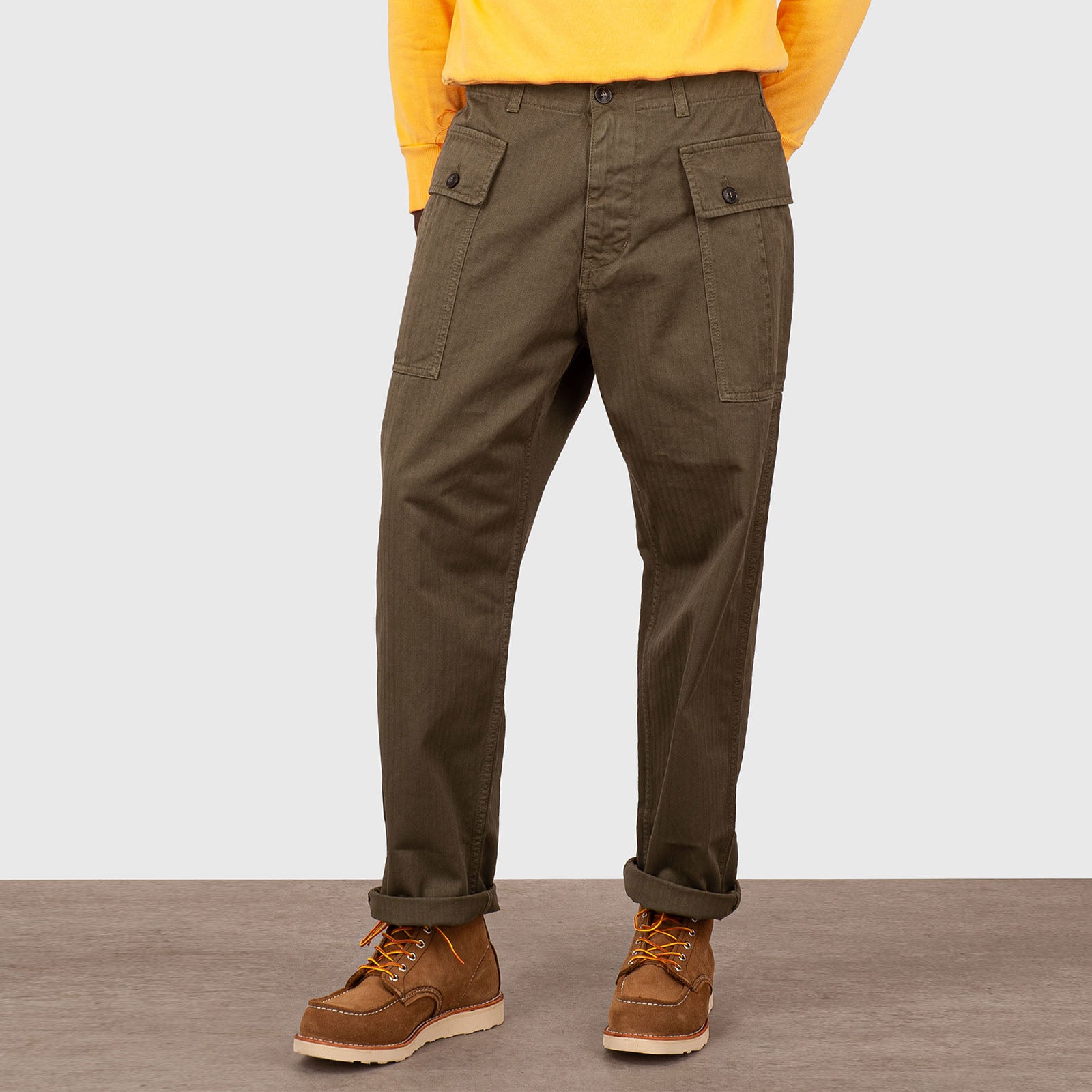 Fortela Pantalone Cargo Durango Woven Herringbone Verde Militare Uomo - 7