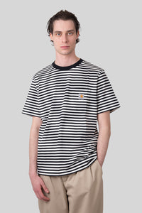 Carhartt Wip T-shirt S/s Ezra Pocket Nero/bianco Uomo carhartt wip