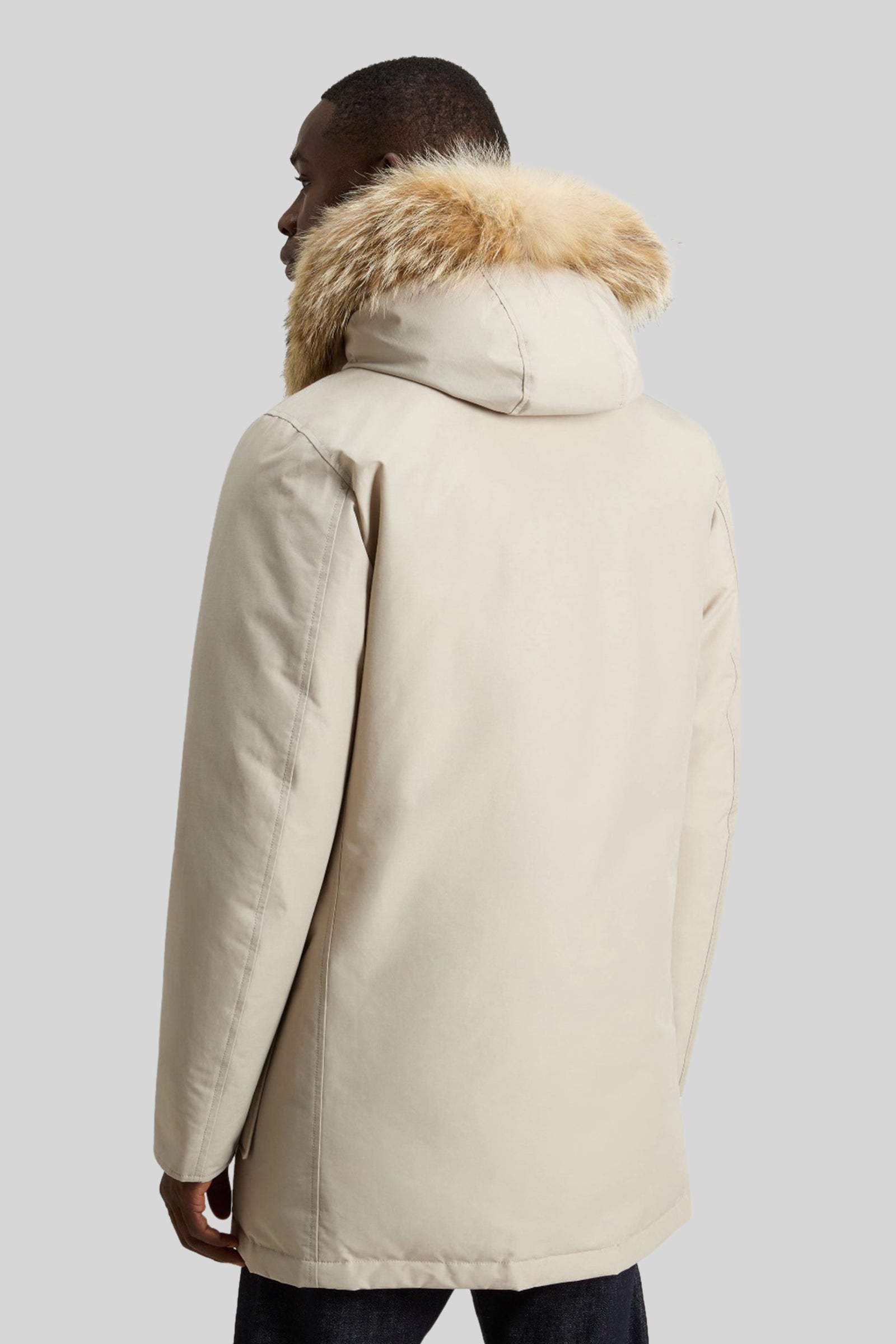 Woolrich Arctic Parka In Ramar Cloth Con Pelliccia Removibile Bianco Off Uomo - 3