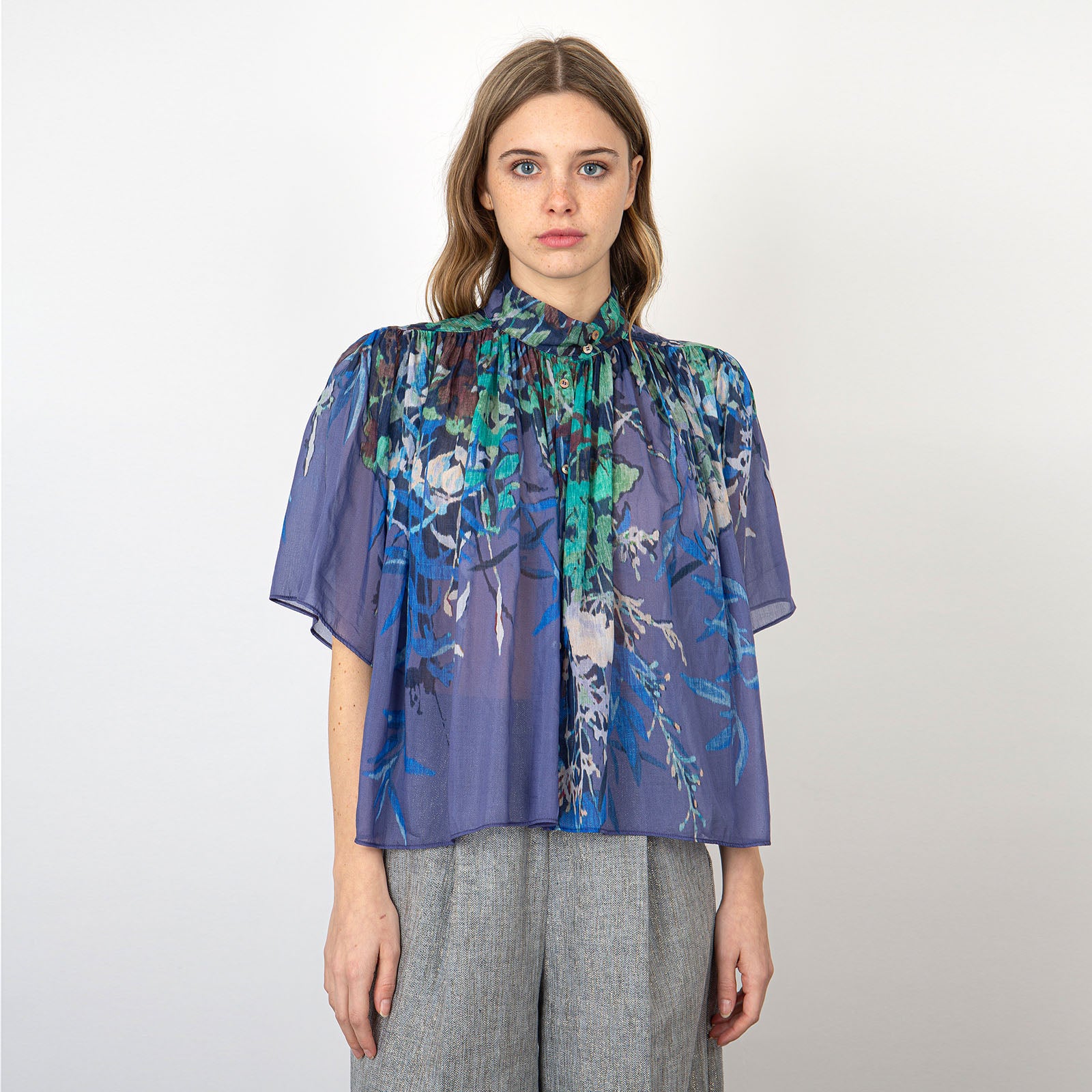 Forte Forte Cotton Voile Shirt in Purple with Print - 6