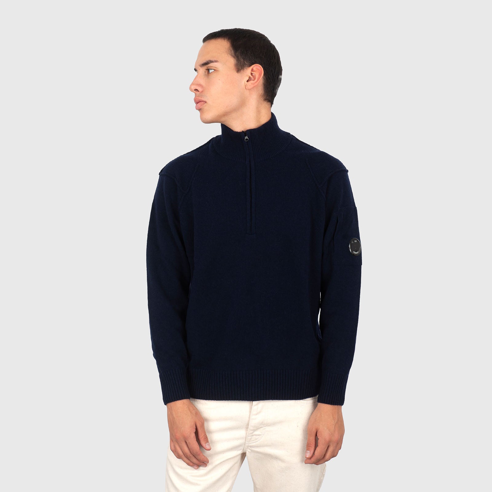 C.p. Company Maglia Lambswool Grs Half Zipped Blu Scuro Uomo - 7