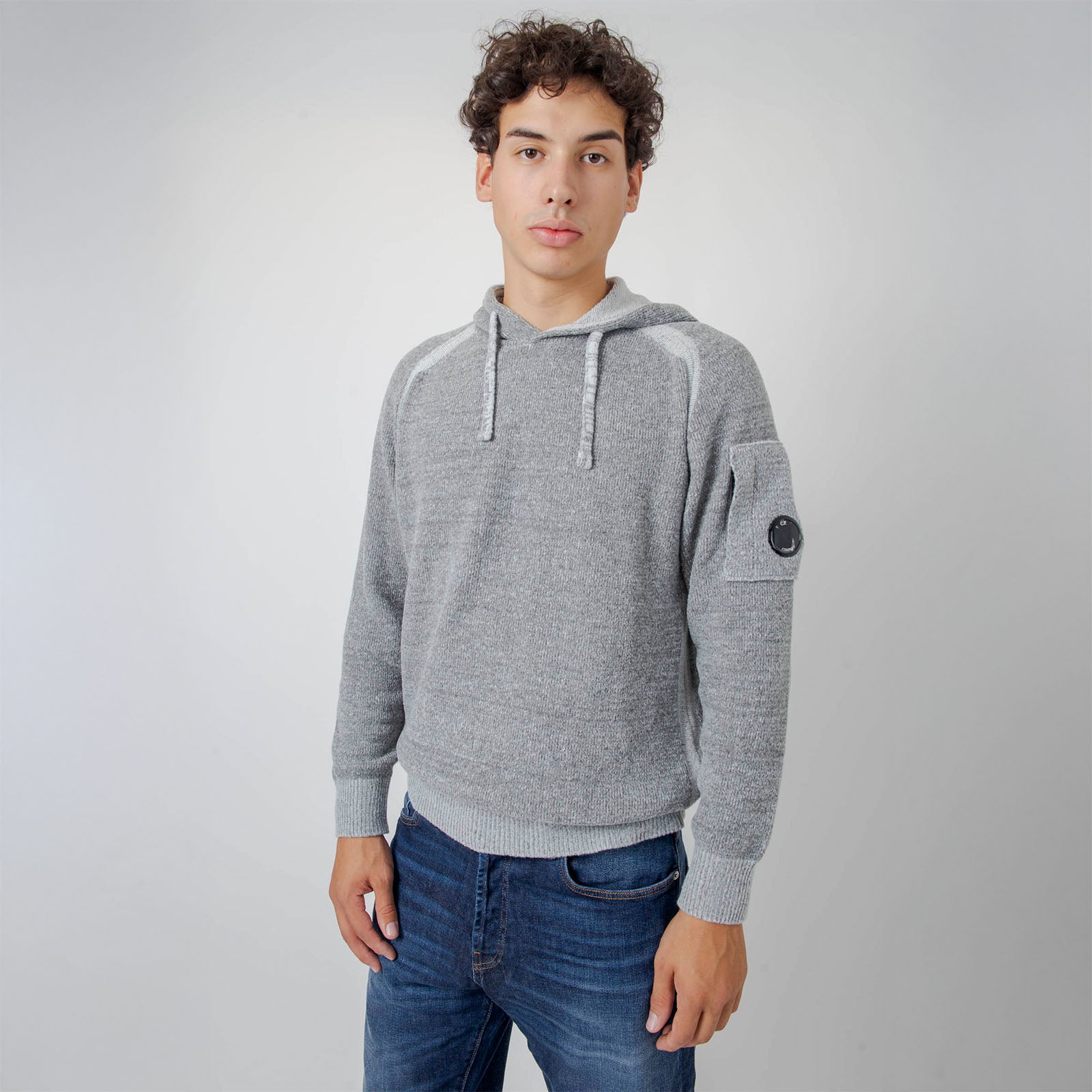 C.p. Company Maglia Hooded In Fleece Knit Grigio Uomo - 9