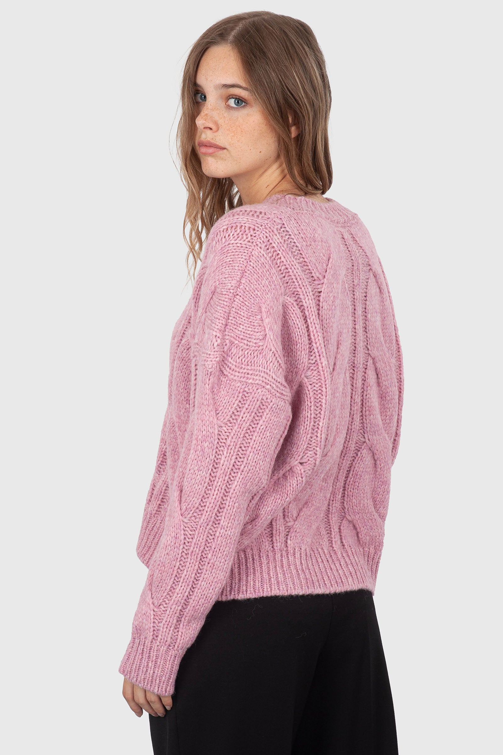 Roberto Collina Maglia Scollo A V Trecce Rosa Donna - 4