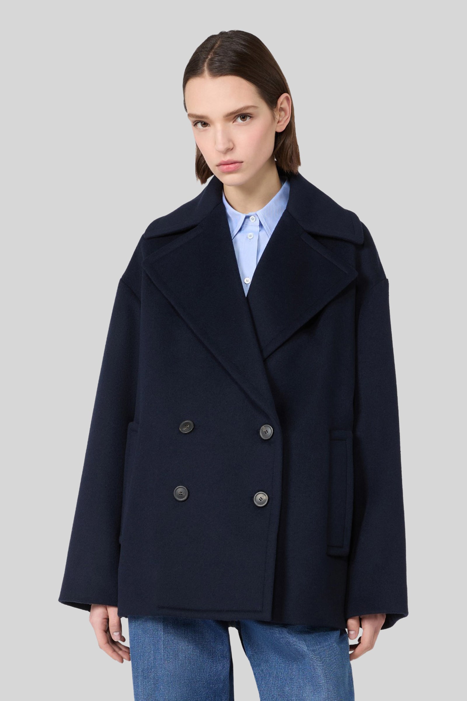 Max Mara Weekend Caban Doppiopetto In Lana Double Alpe Blu Donna - 1
