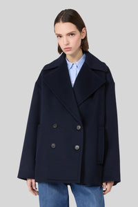 Max Mara Weekend Caban Doppiopetto In Lana Double Alpe Blu Donna max mara weekend