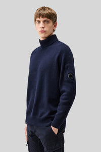 C.p. Company Maglia Lambswool Grs Turtleneck Blu Scuro Uomo c.p. company