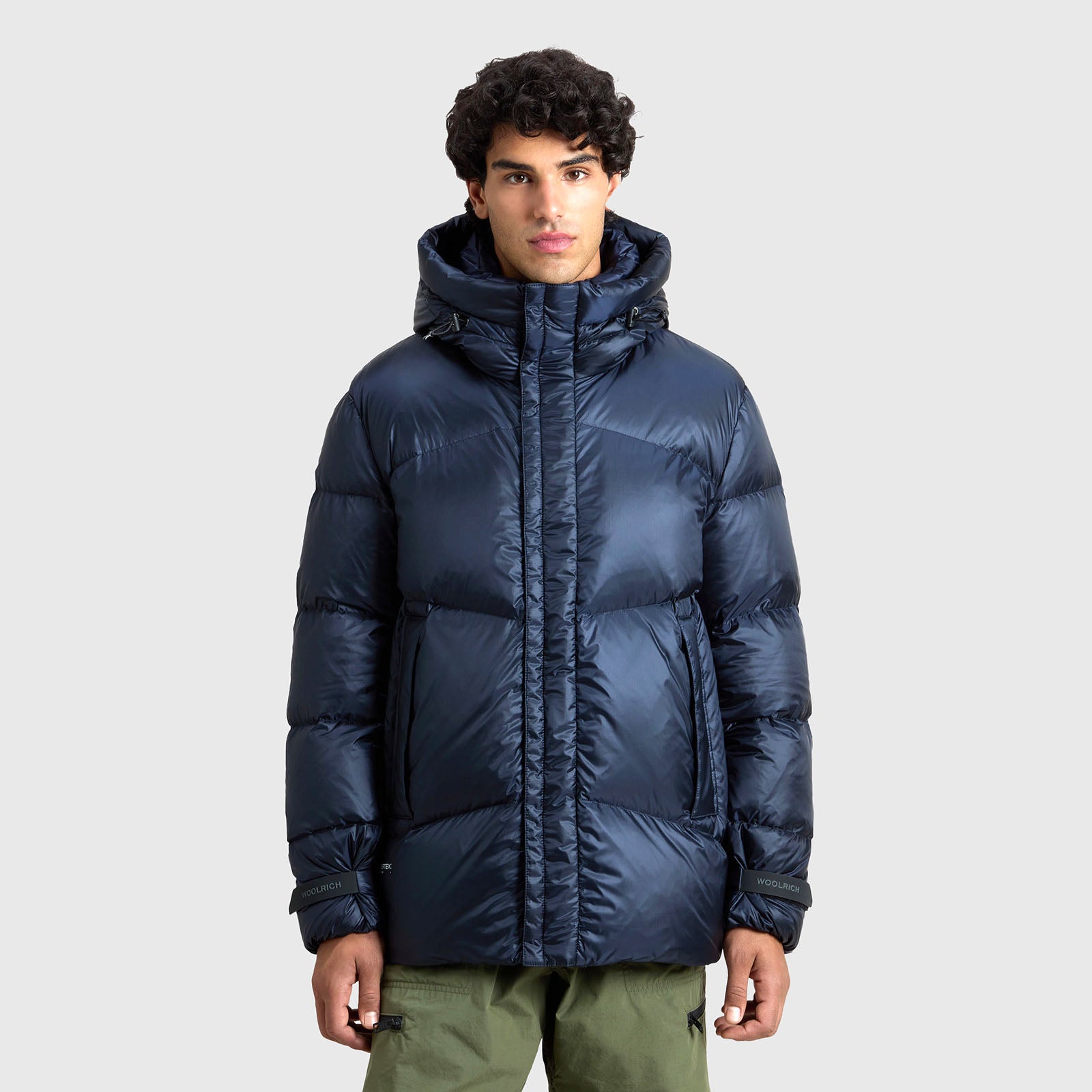 Woolrich Piumino In Nylon Pertex Quantum Riciclato Con Cappuccio Blu Uomo - 10