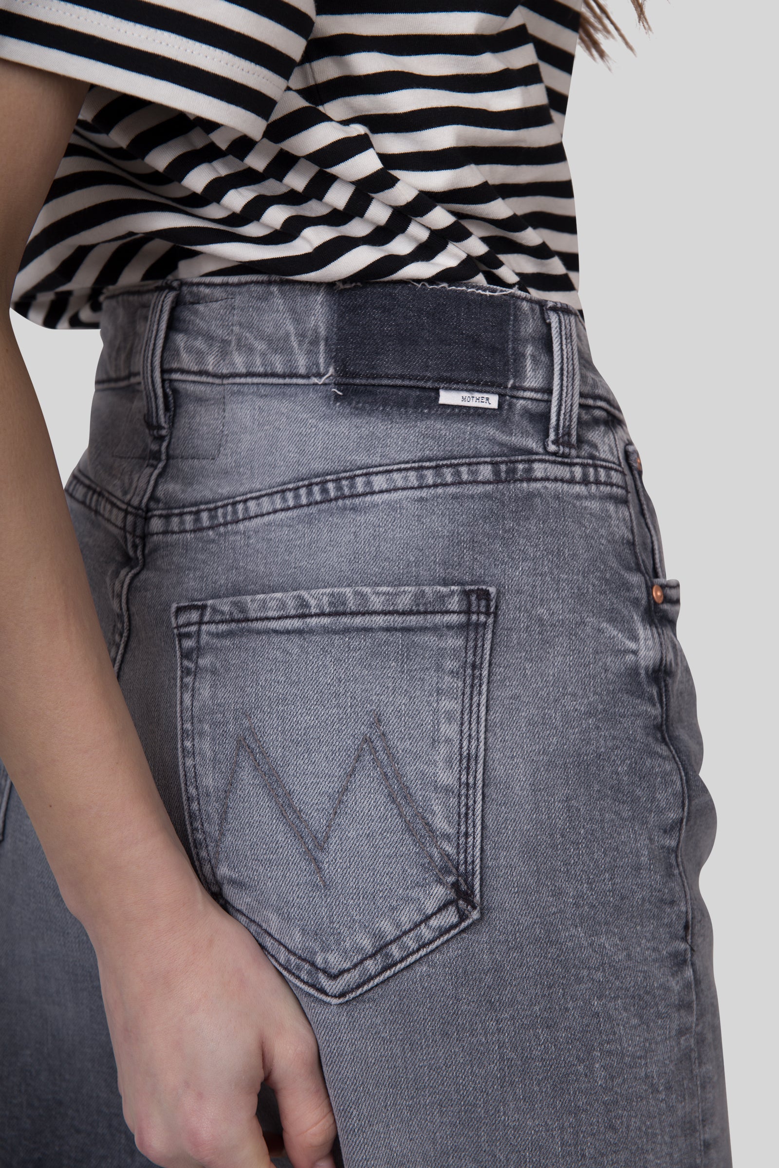 Mother Jeans The Ditcher Roller Sneak Grigio Chiaro Donna - 2