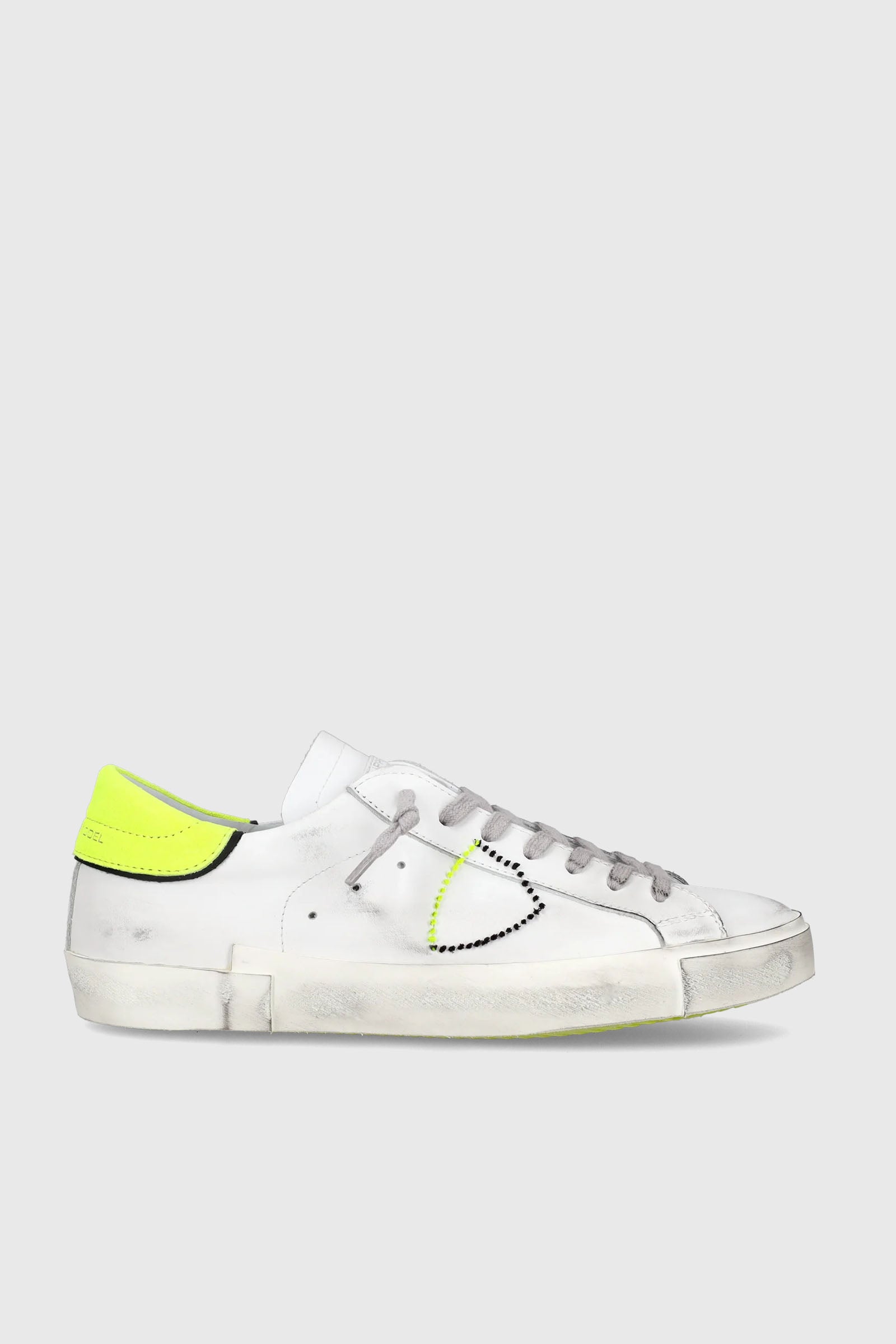 Philippe Model Sneakers PRSX Veau Broderie Leather White/Yellow Fluo - 1