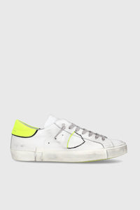 Philippe Model Sneakers PRSX Veau Broderie Leather White/Yellow Fluo philippe model