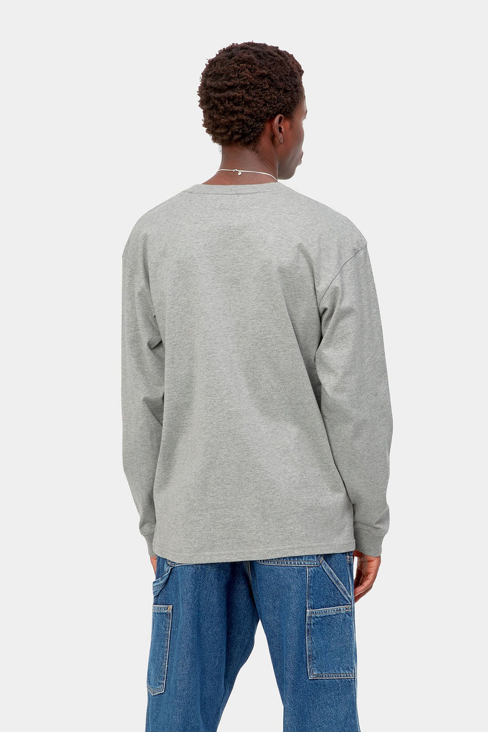 Carhartt Wip L/s Chase T-shrit Grigio Uomo - 3