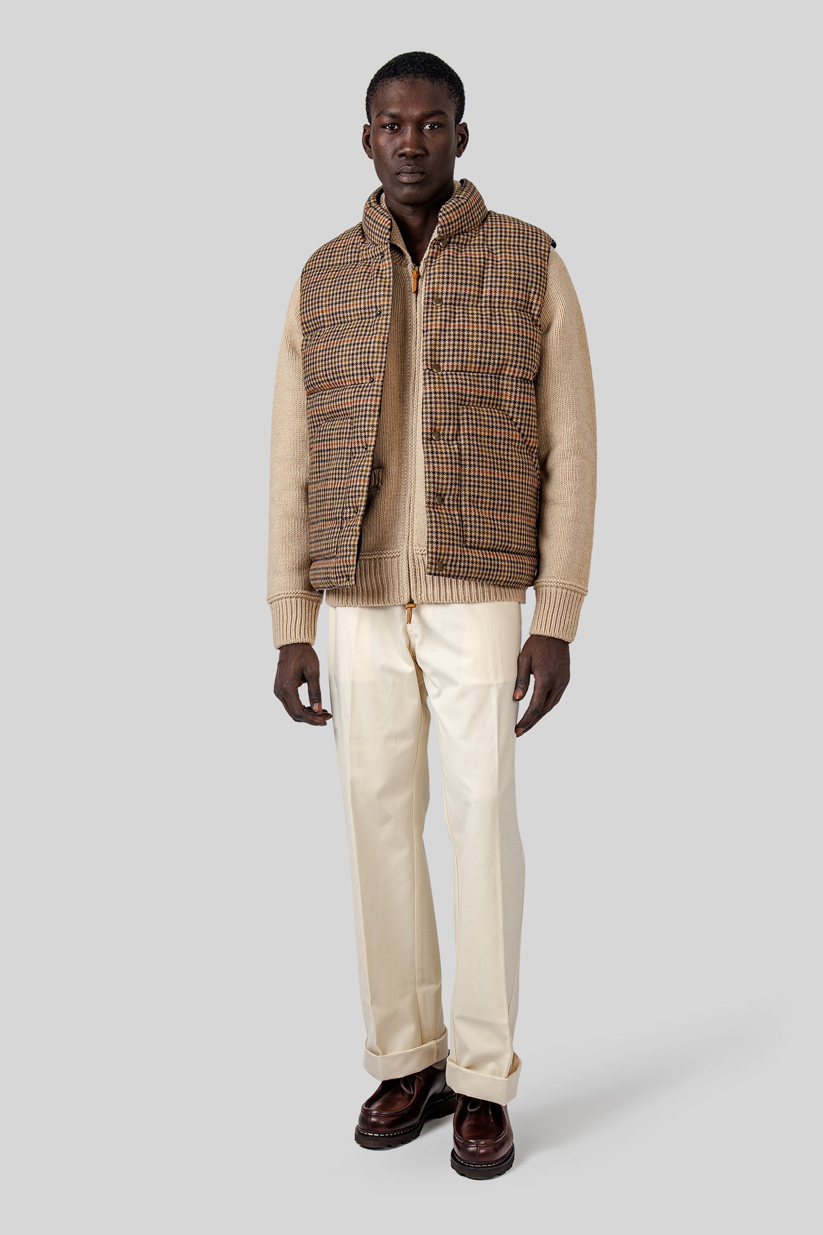 Sebago Gilet Webb Wool Pied De Poule Beige/blu Uomo - 6