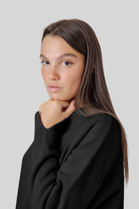 Roberto Collina Maglia Girocollo Lana Cashmere Nero Donna roberto collina