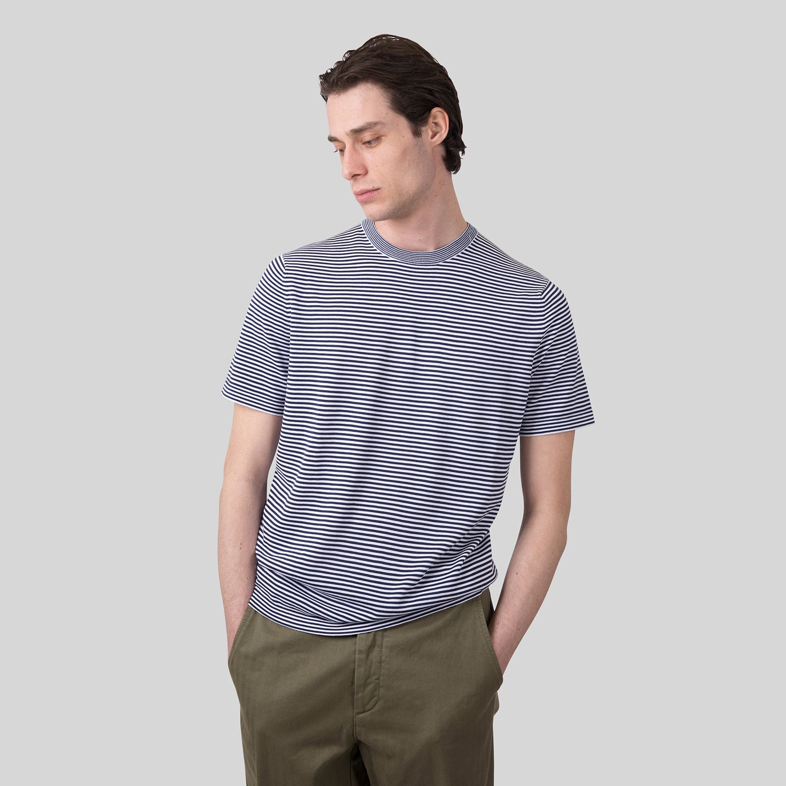 Aspesi T-shirt Misto Lino Seta Cotone Bianco/blu Uomo - 7