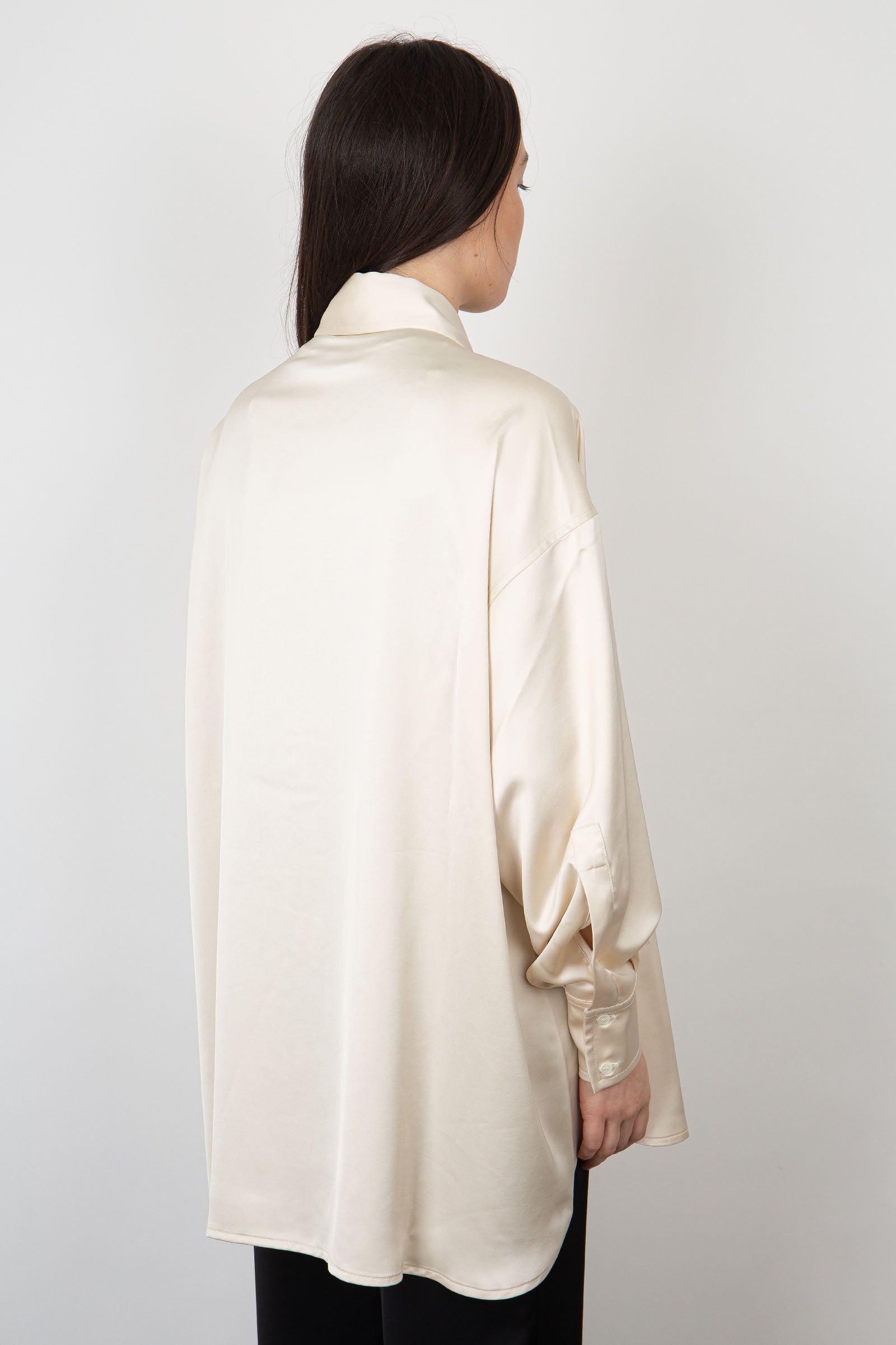 Roberto Collina Ivory Satin Oversize Shirt in Synthetic Fabric - 4