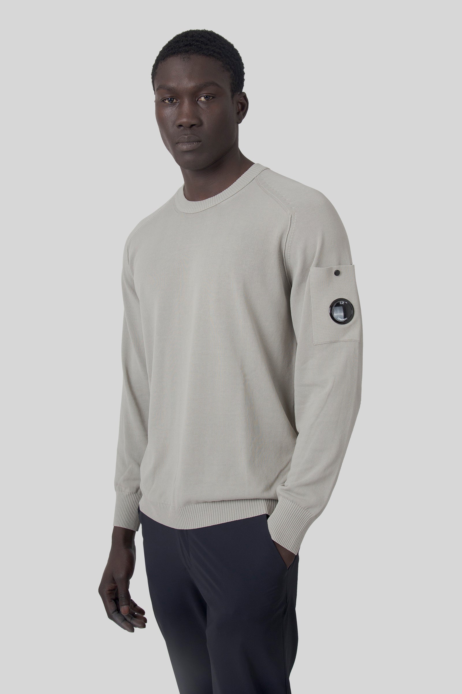 Cotton Crepe Crewneck Lens Sweater - 5