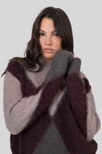 Grifoni Maglia Girocollo Intarsio Fango Donna grifoni