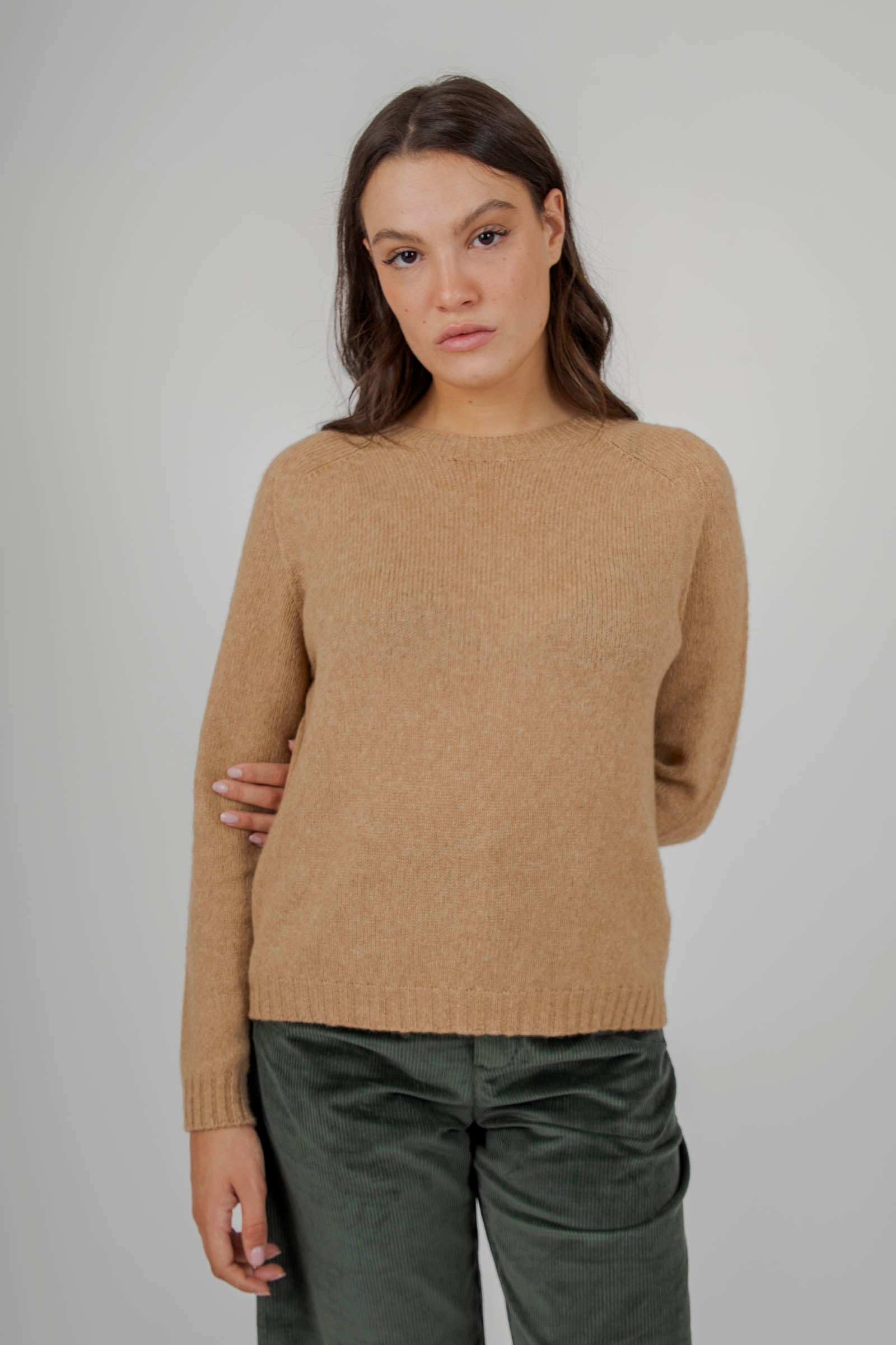 Roberto Collina Maglia Girocollo Comfy Cammello Donna - 4