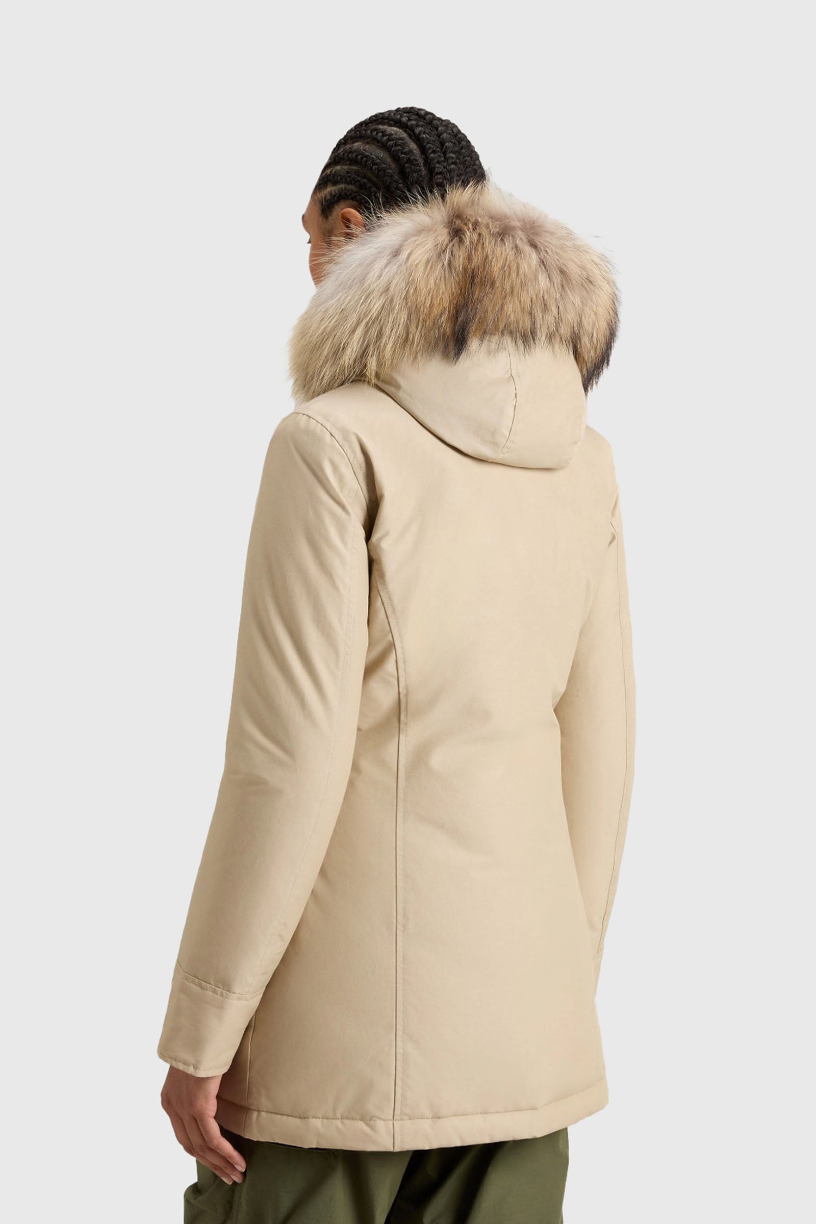 Woolrich Arctic Parka In Ramar Cloth Con Pelliccia Rimovibile Beige Chiaro Donna - 4