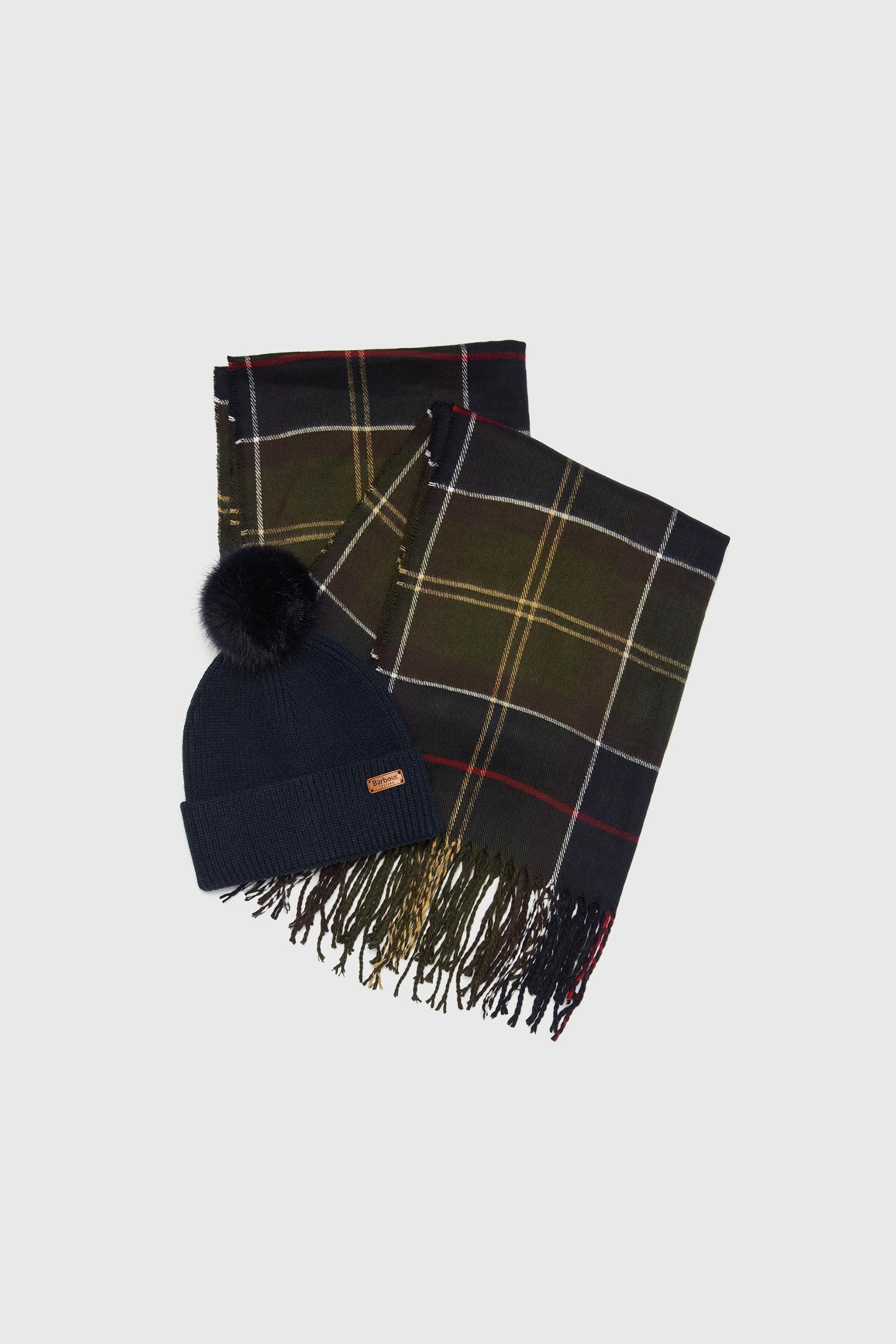 Barbour Dover Beanie Tartan & Sciarpa In Lana Blu Donna - 4