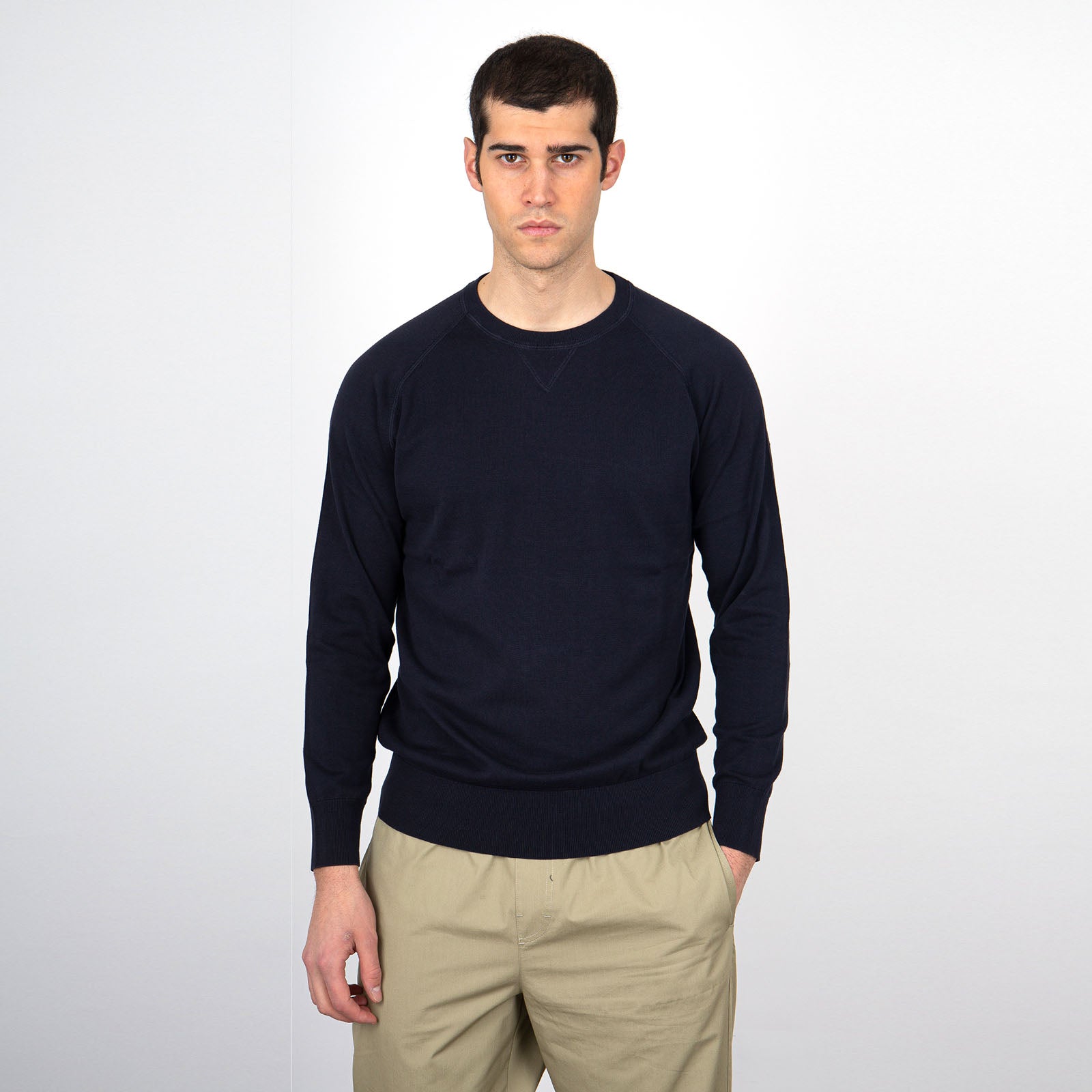 Aspesi Crewneck Cotton Sweater Blue - 6