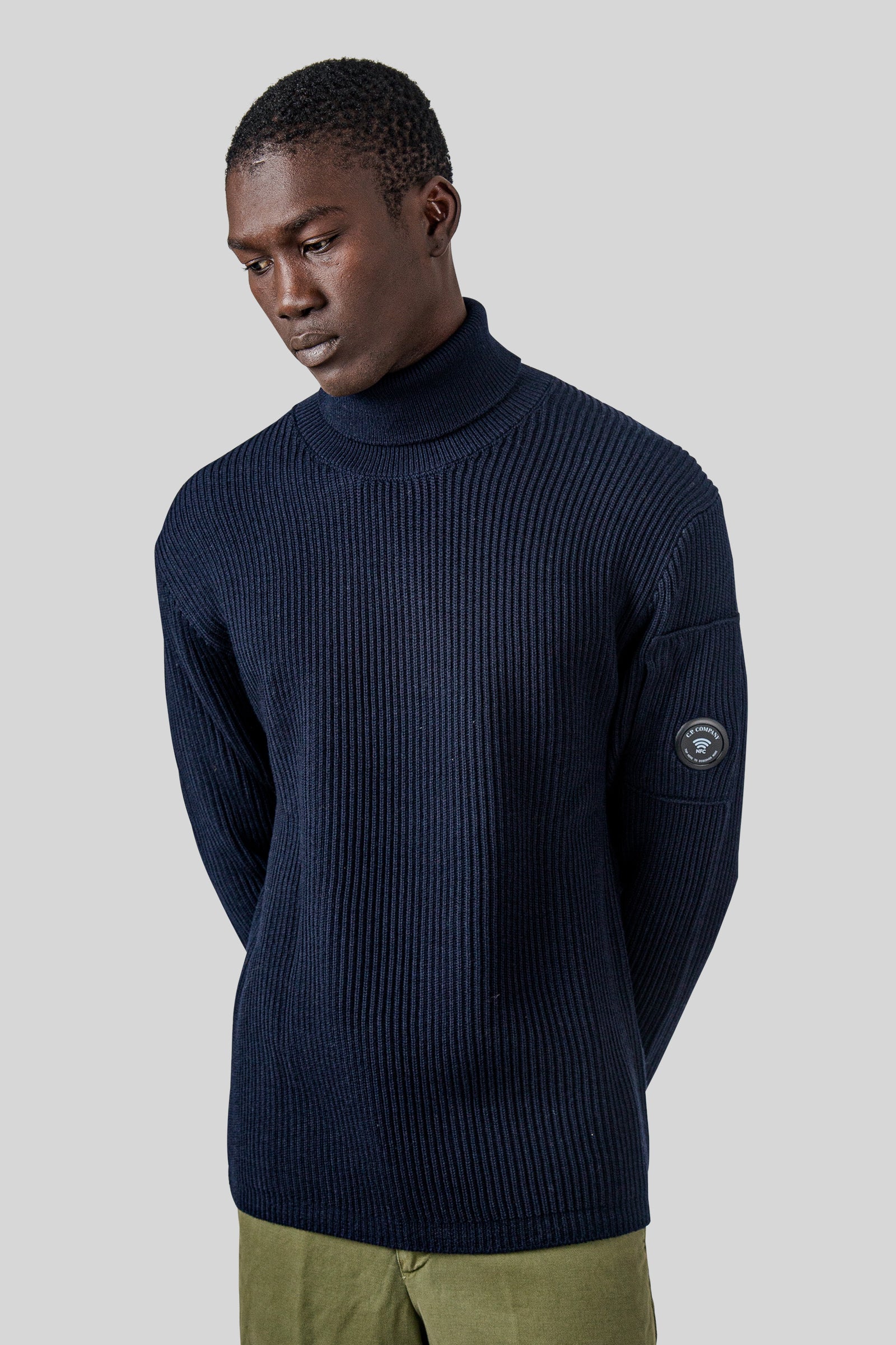 C.p. Company Re-wool Lens Turtleneck Sweater Blu Scuro Uomo - 3