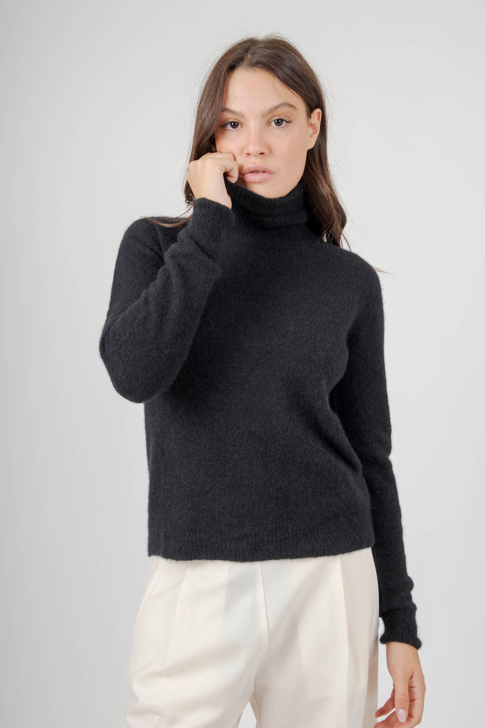 Roberto Collina Maglia Dolcevita Cashmere/seta Nero Donna - 1