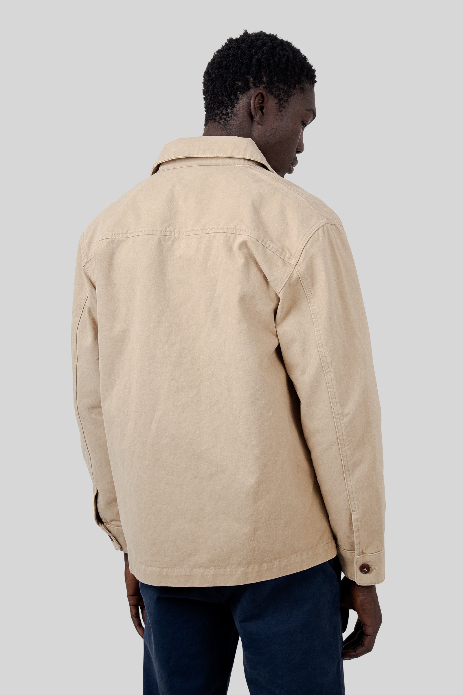 Tela Genova Overshirt Greto Gabardine Beige Uomo - 4