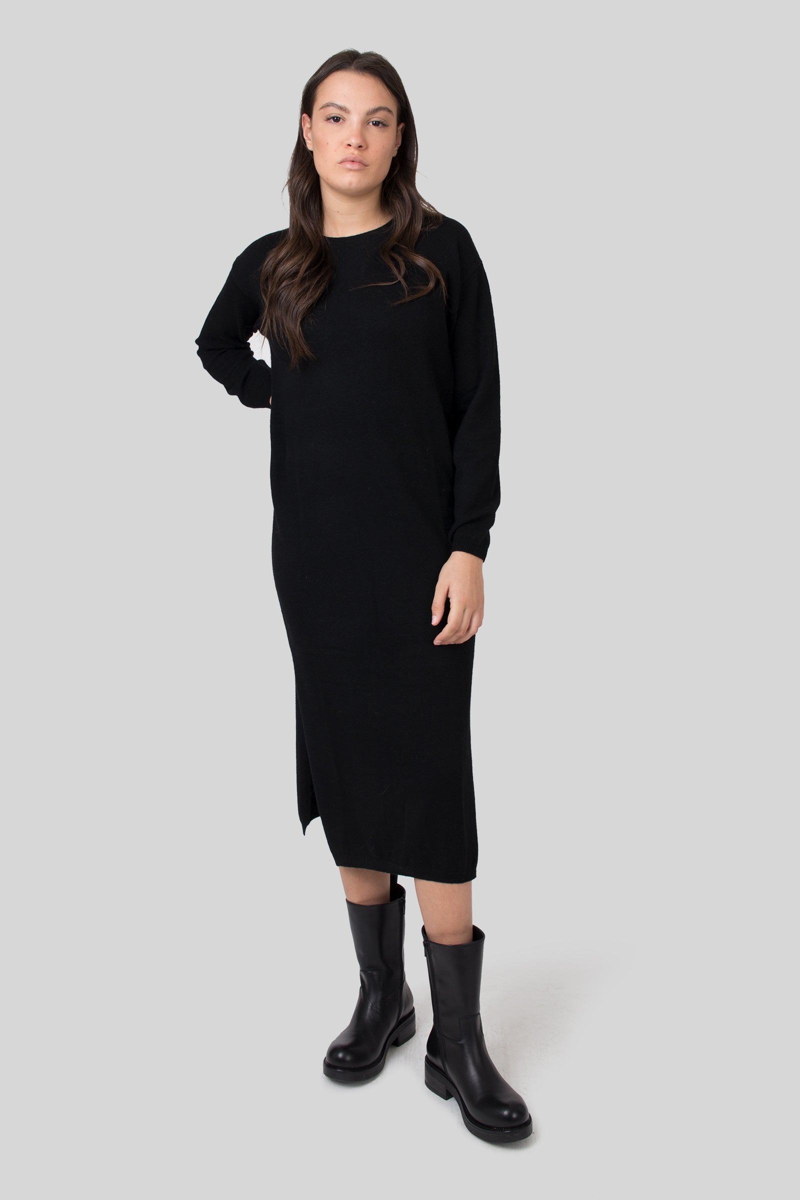Absolut Cashmere Abito Vita Nero Donna - 5