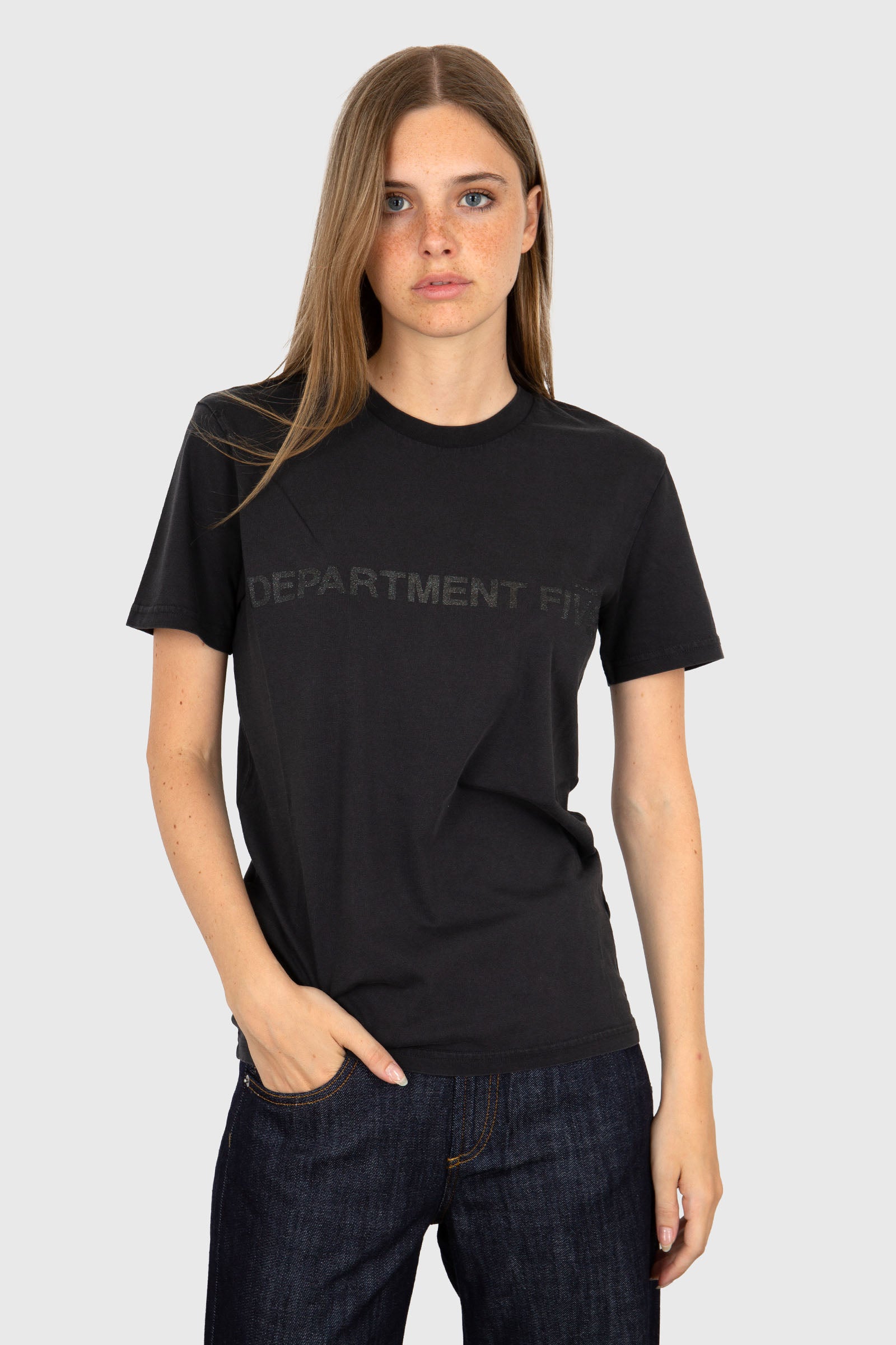 Department Five T-shirt Fleur Logo Glitter Nero Donna - 5