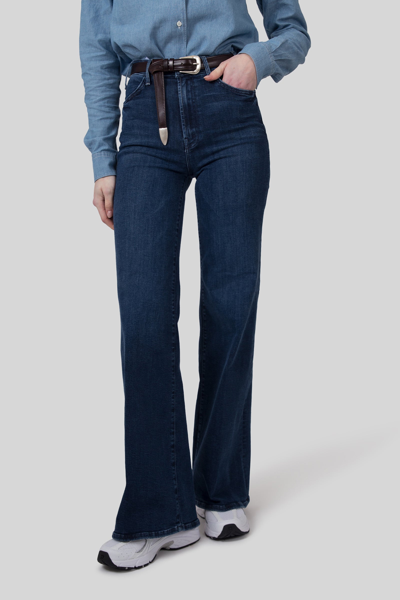 Mother Jeans The Hustler Roller Sneak Blu Medio Donna - 3