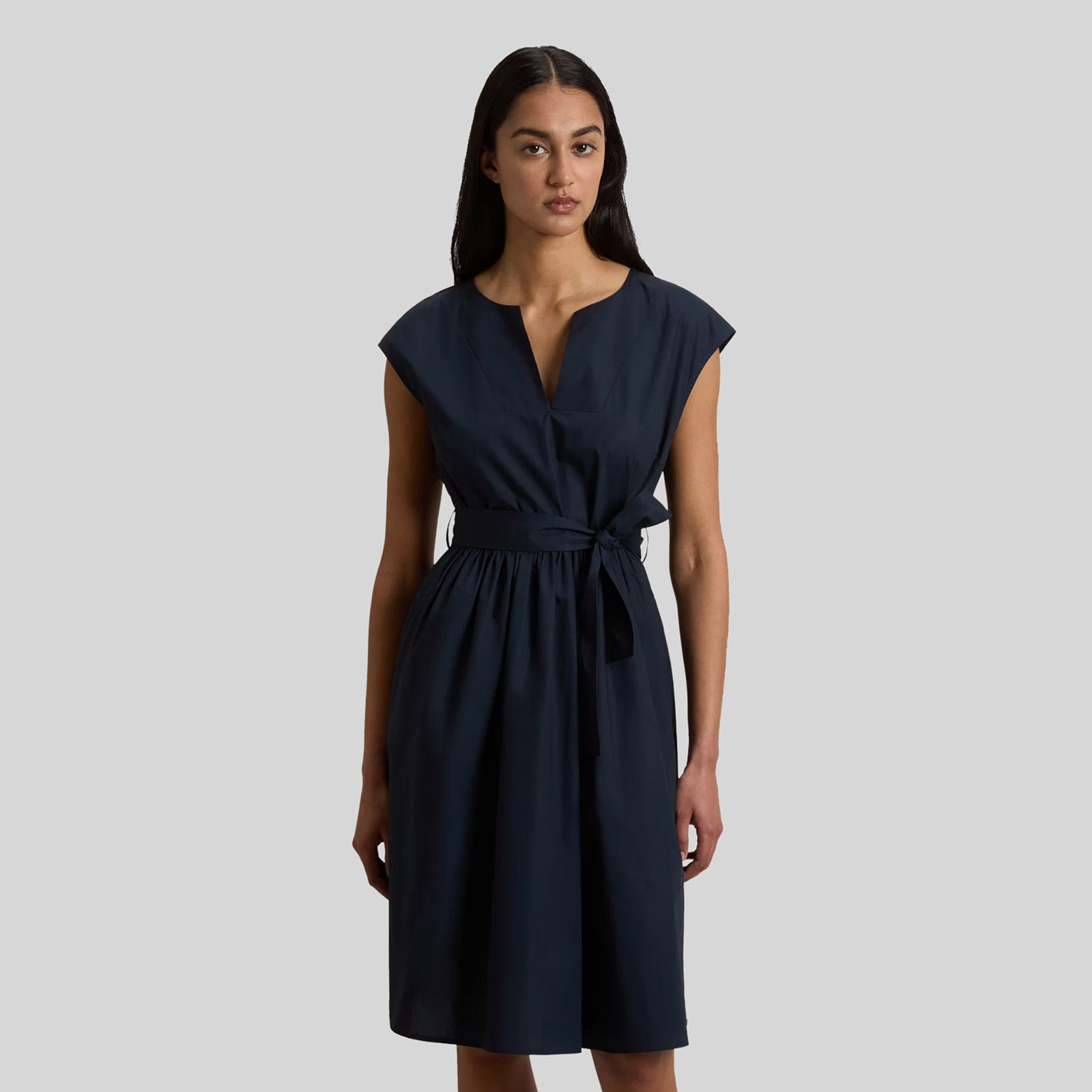 Poplin Dress With Belt - 5